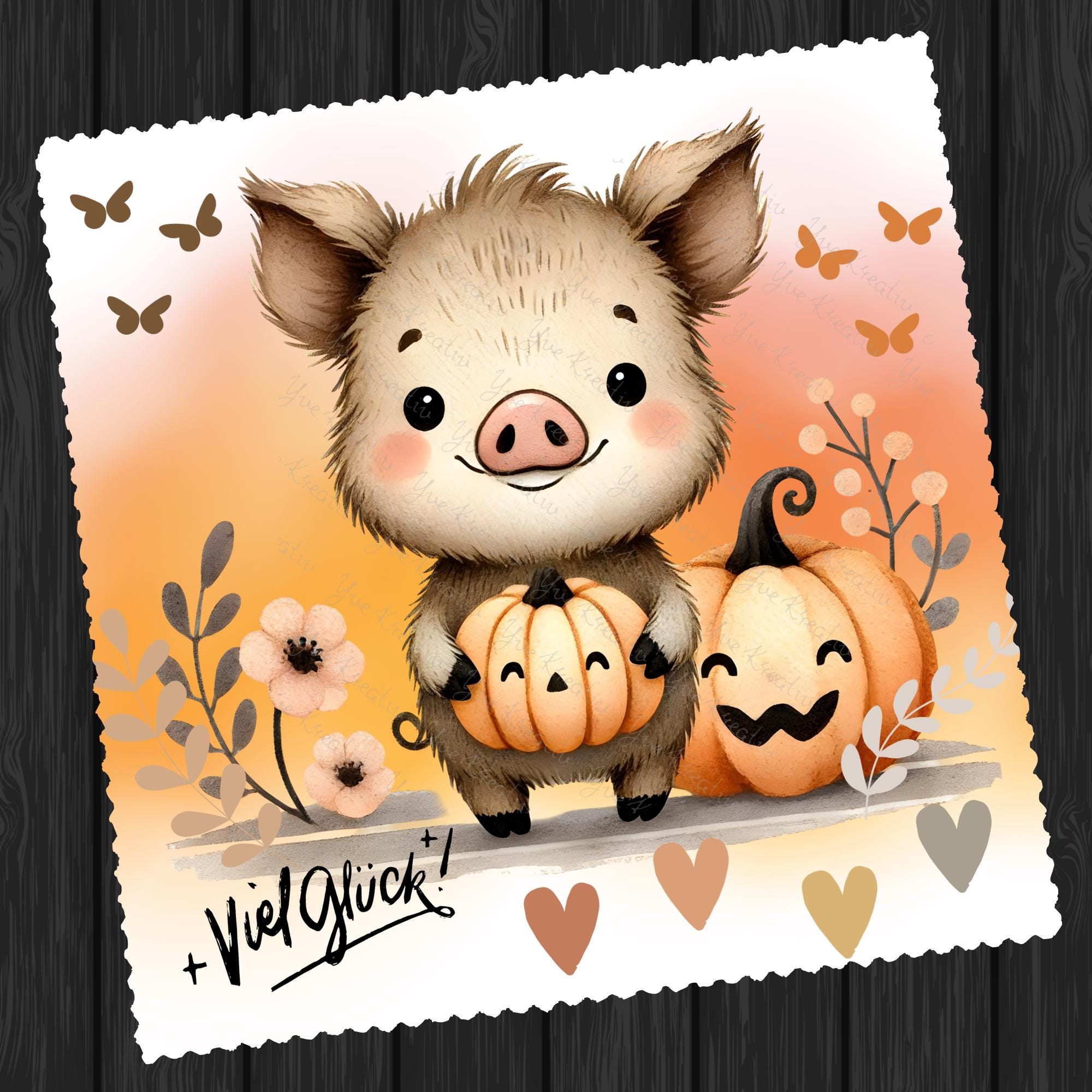 Brillenputztuch Herbst Glücksschweinchen bedrucktes Mikrofasertuch für Sonnenbrille Displays Handy Geschenk Halloween Mitbringsel #TI170