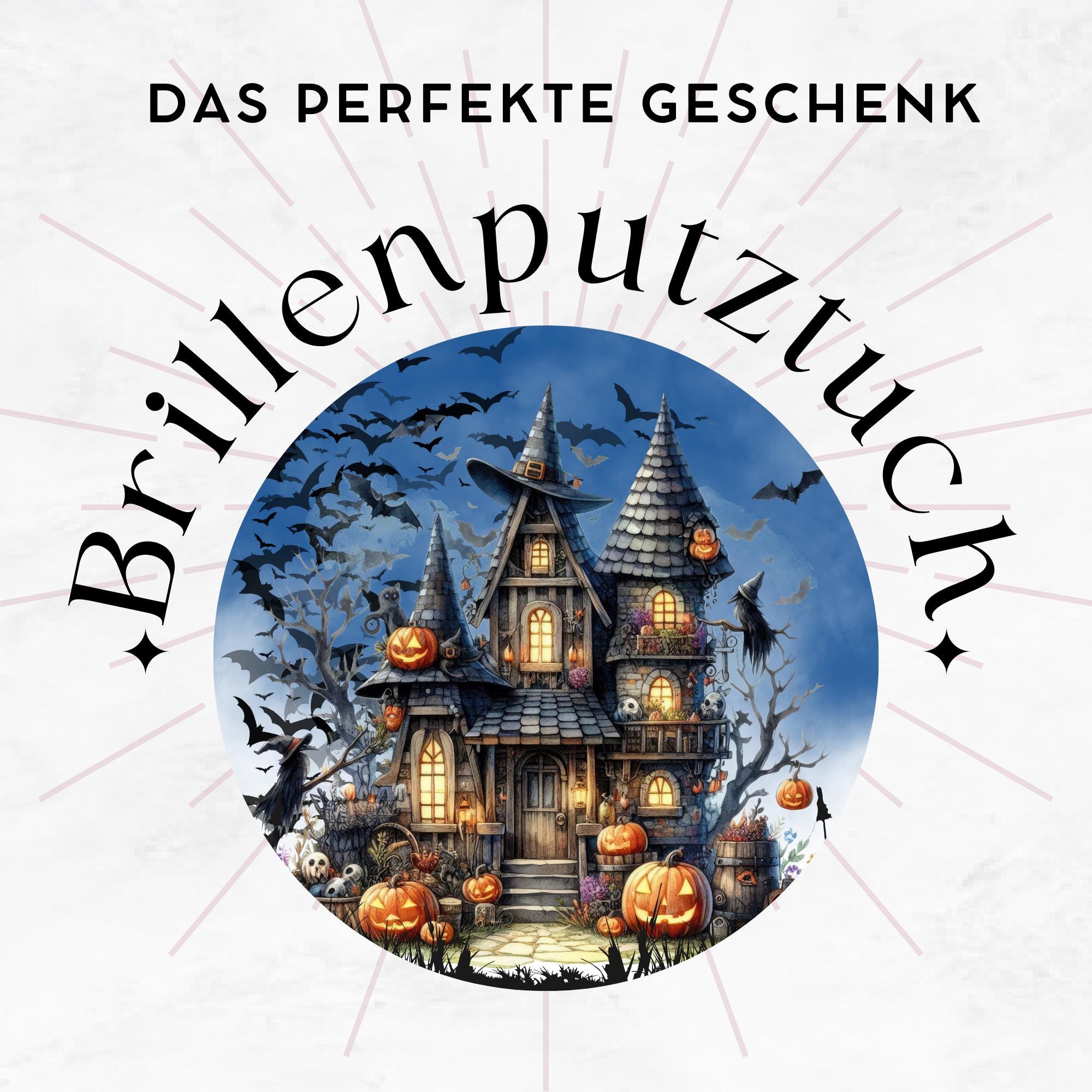 Brillenputztuch Geisterschloss bedrucktes Mikrofasertuch für Sonnenbrille Displays Handy Herbst Geschenk Halloween Mitbringsel #SA4