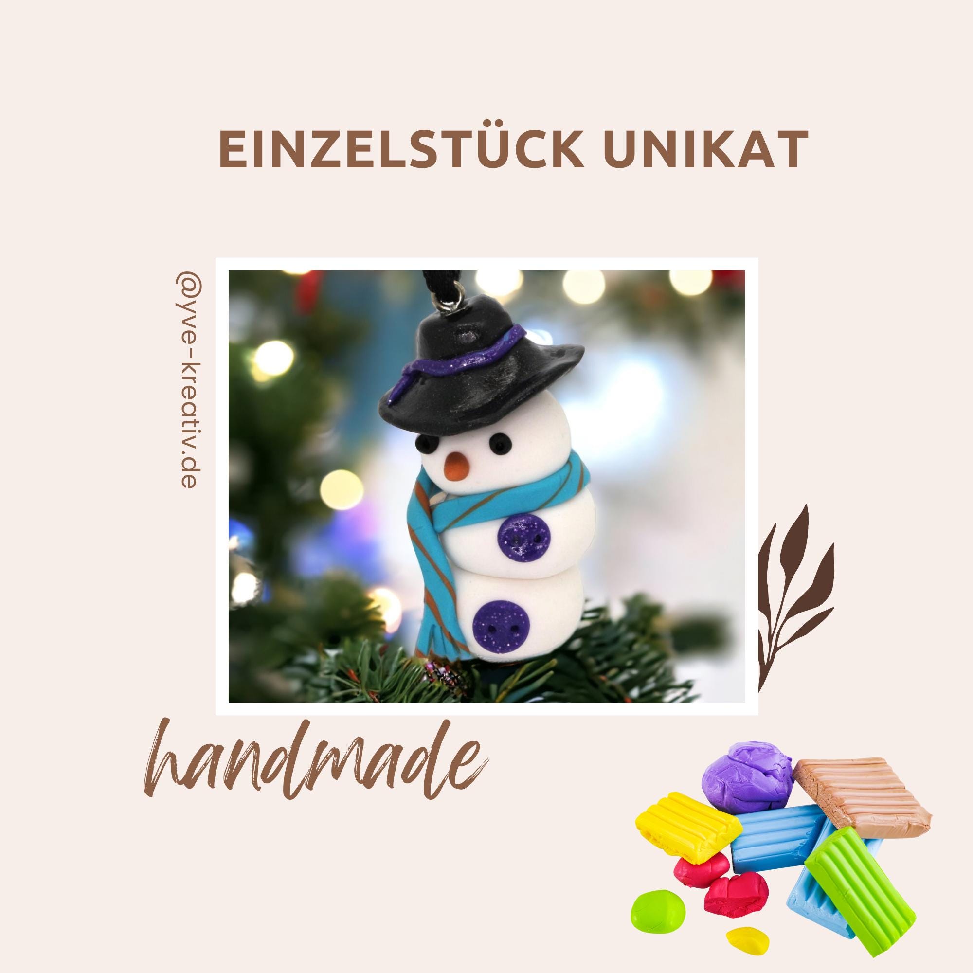 Weihnachtsbaum Anhänger Schneemann Ornament handmodellierte Weihnachtsfigur Christbaumschmuck Geschenkanhänger zu Weihnachten #627796163