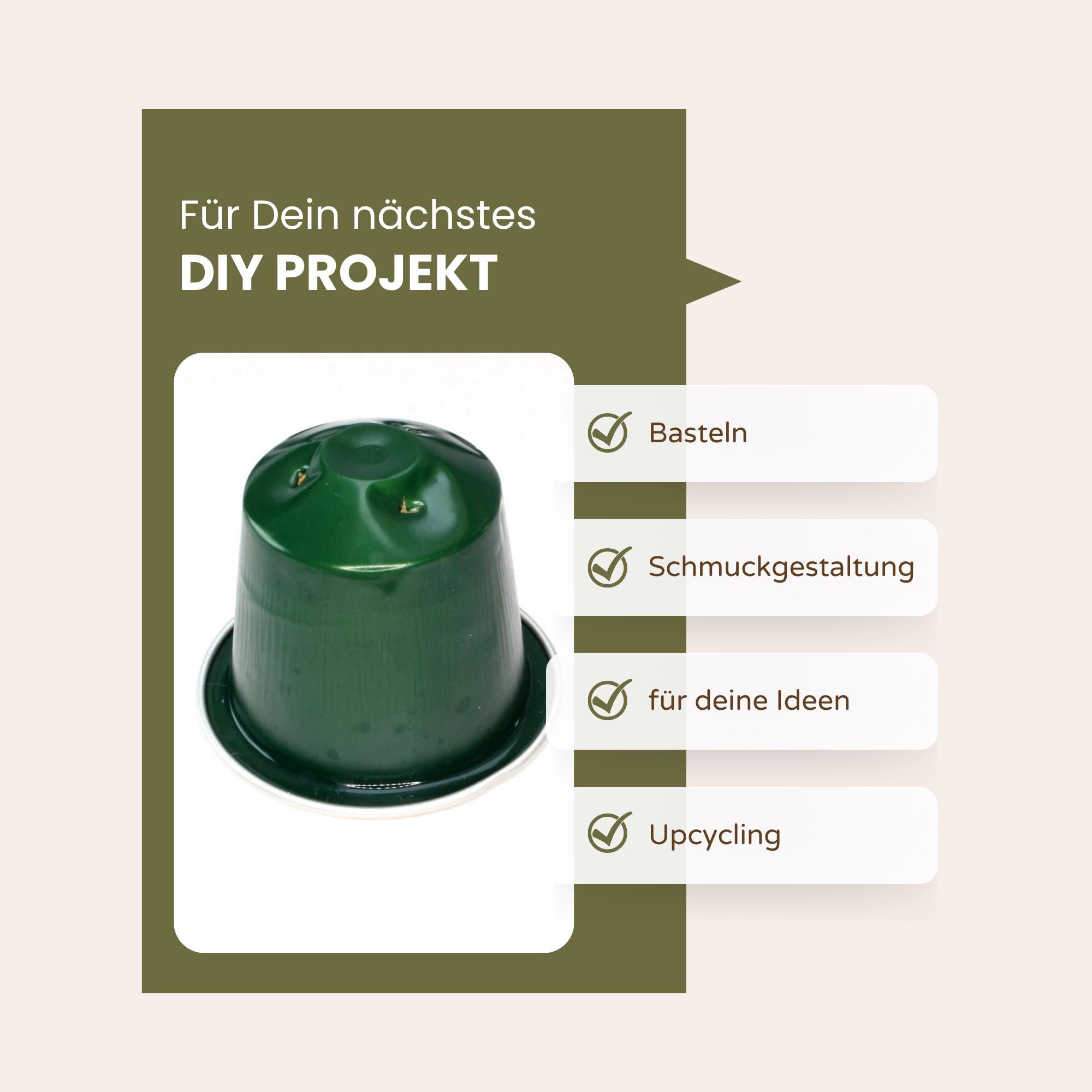 10 leere Kaffeekapseln gereinigt Farbe dunkelgrün zum Basteln Gestalten Bastelmaterial DIY Schmuckherstellung Zubehör  #KNS
