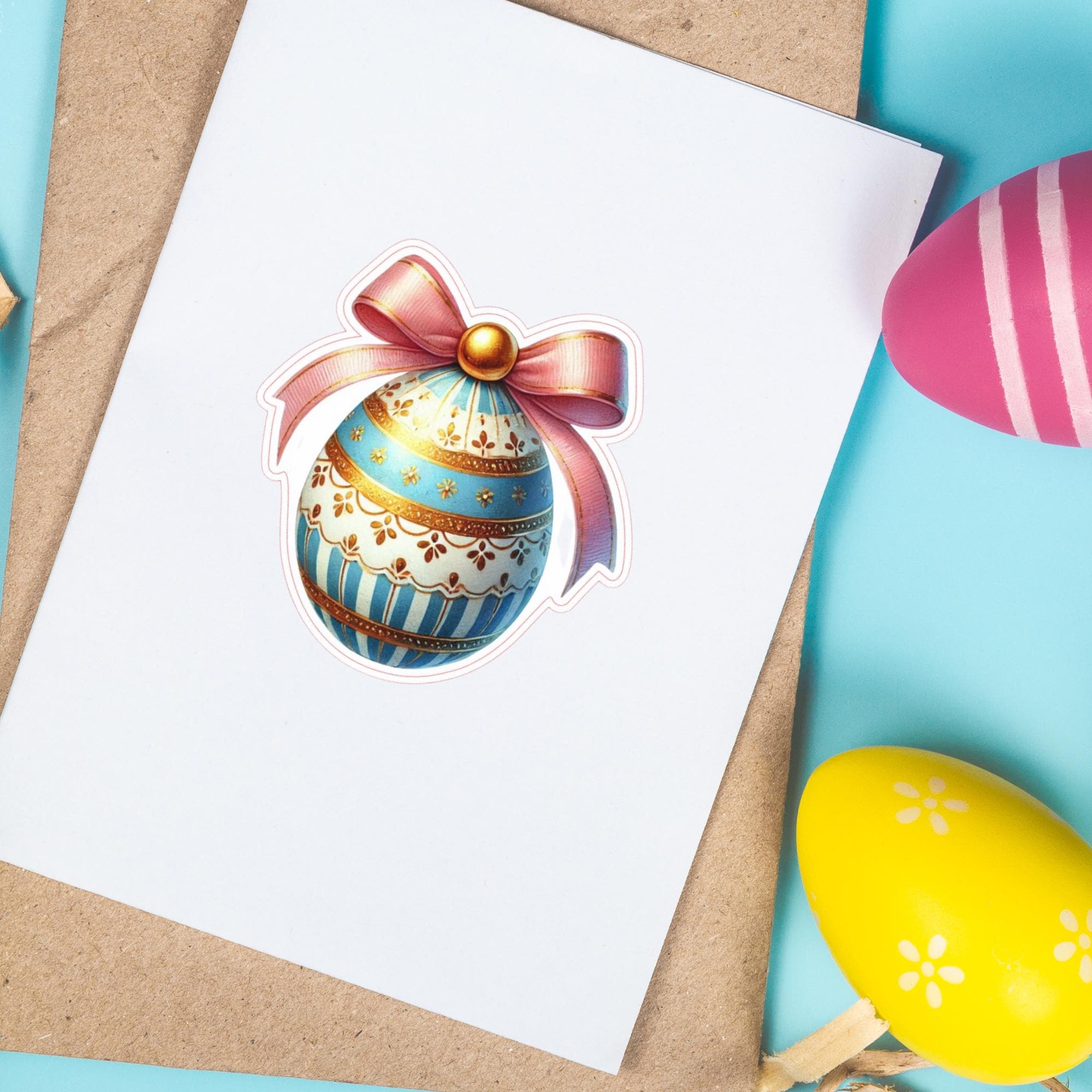 Aufkleber Ostern großer 8 cm Sticker Osterei Deko Osterfest Geschenkaufkleber Dekoei - zur Auswahl in Weiß oder Transparent  #SEG8