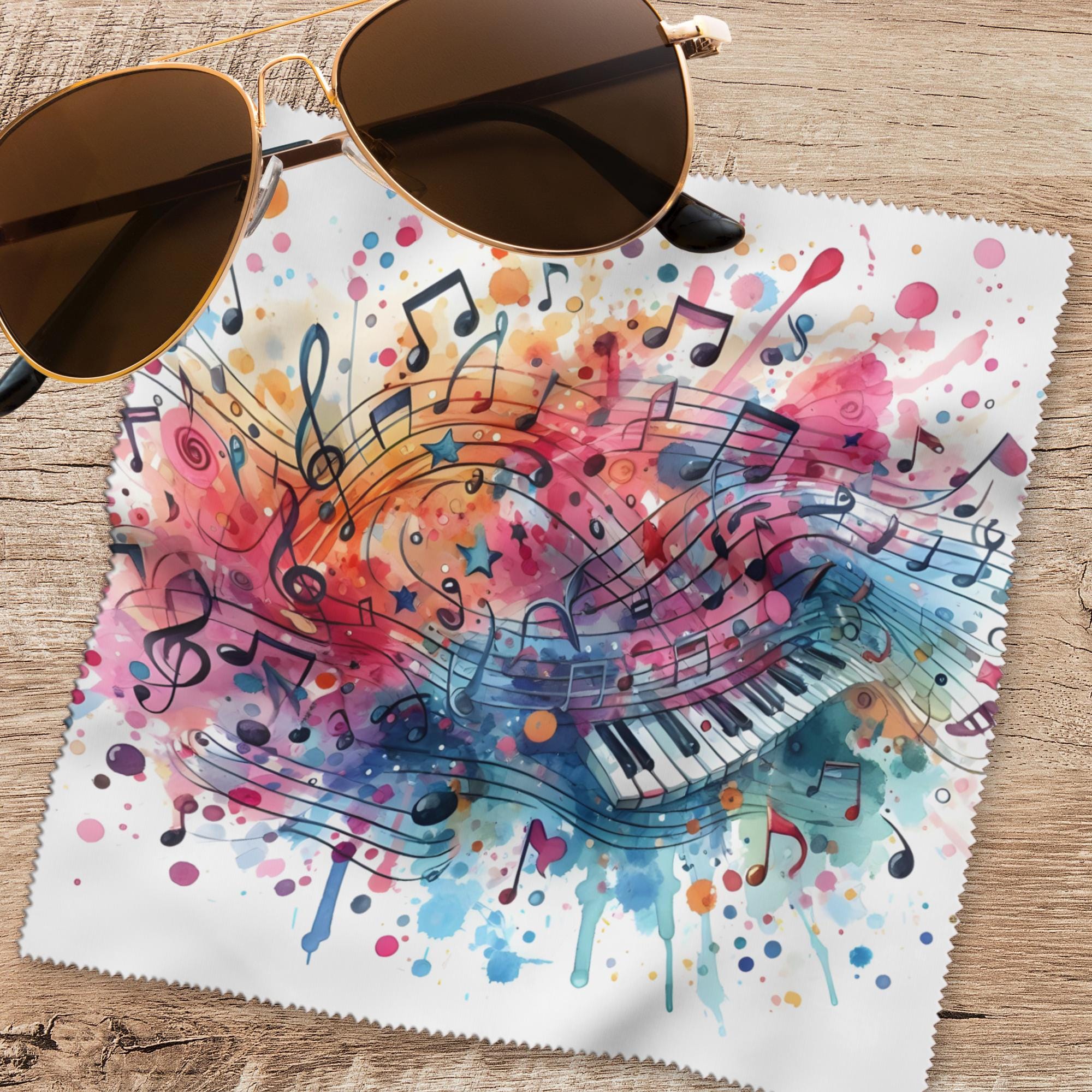 Brillenputztuch Musik Reinigungstuch für Brillen Geschenk für Musiker Brillentuch Displaytuch Bildschirmtuch Microfasertuch #BM