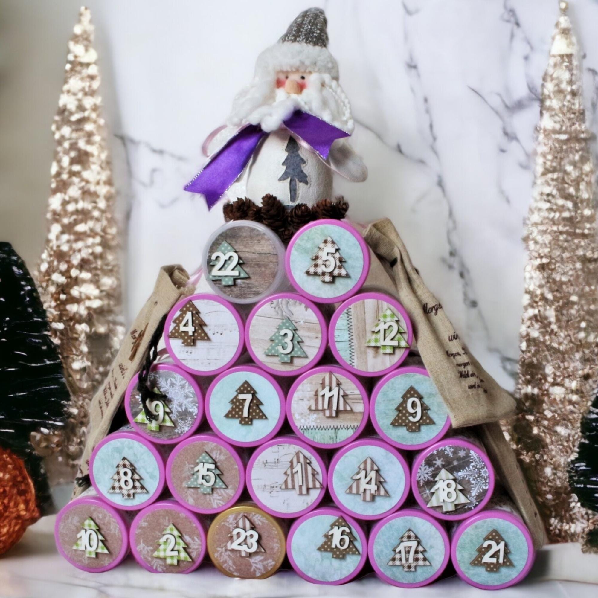 Adventskalender zum Befüllen aus 24 Dosen Upcycling zu Weihnachten Adventsdeko Adventskalender außergewöhnlich Geschenk Freundin #853462823
