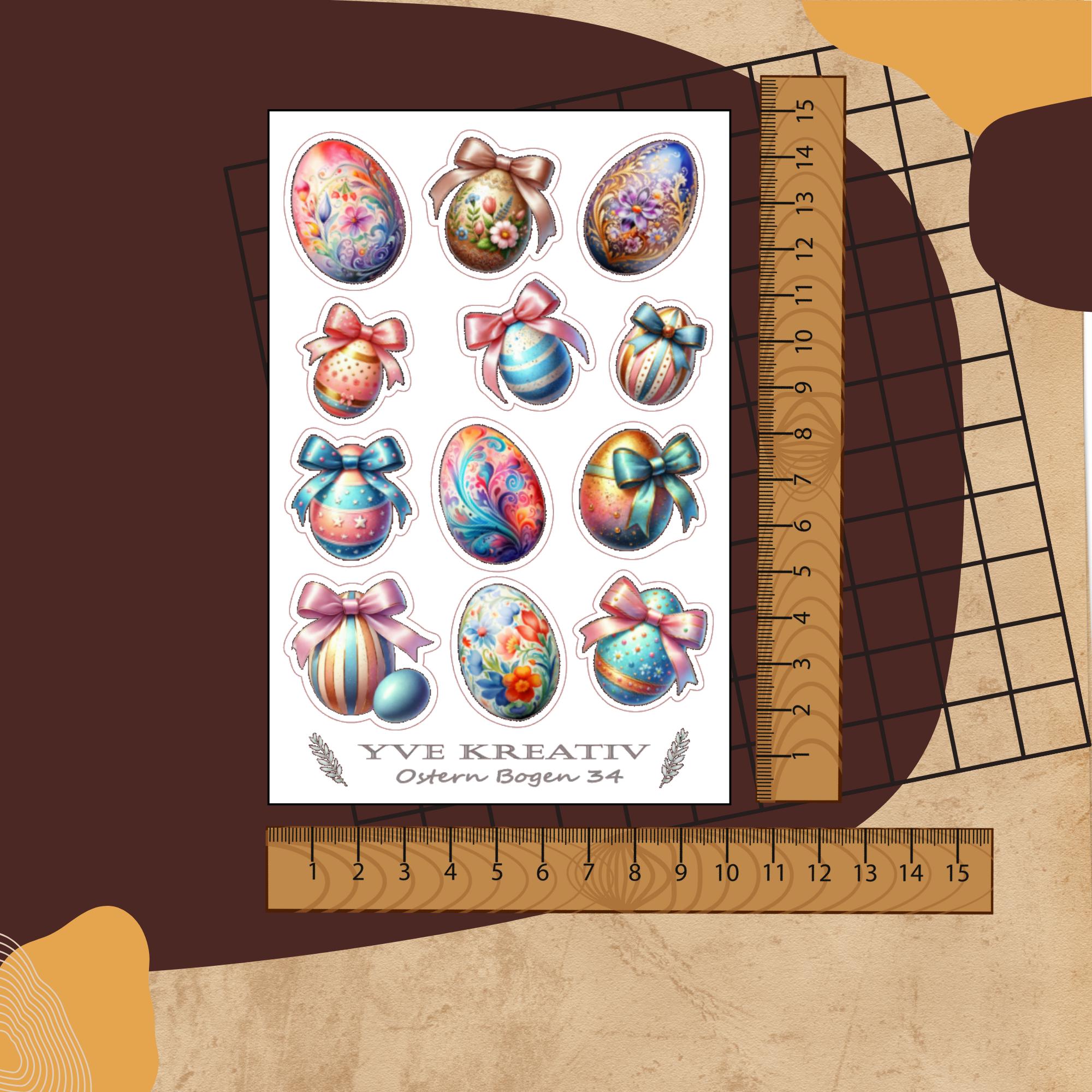 Sticker Bogen Aufkleber  "Ostern Ostereier" | Sticker Set - 4 Stickerbogen zur Auswahl in Weiß - Transparent - Matt - Glanz  #SBA6