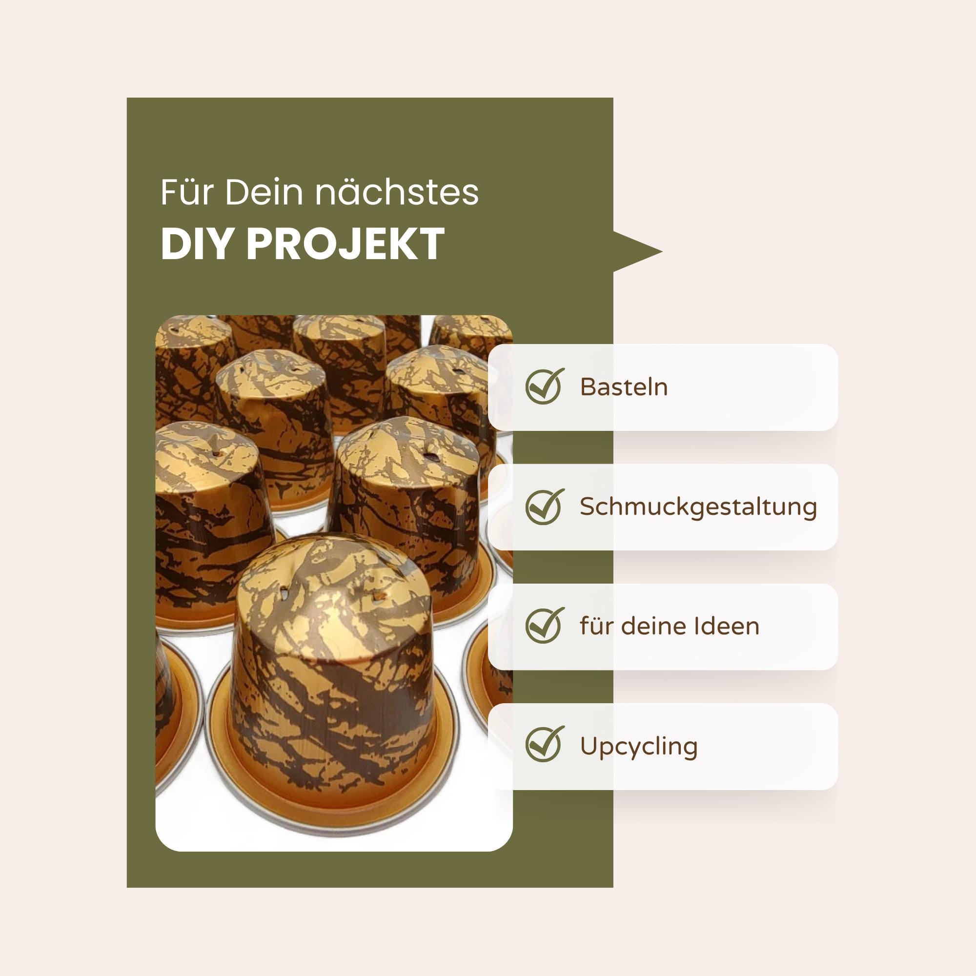 10 leere Kaffeekapseln Farbe gold "marmoriert" zum Basteln Gestalten Bastelmaterial DIY Schmuckherstellung Zubehör #KNS 10 leere Kaffeekapseln Farbe gold "marmoriert" zum Basteln Gestalten Bastelmaterial DIY Schmuckherstellung Zubehör #KNS