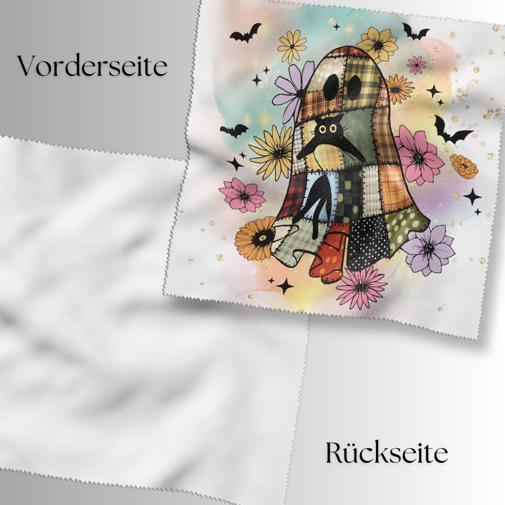Brillenputztuch Halloween Geist bedrucktes Mikrofasertuch für Sonnenbrille Display Handy Grusel Geschenk süßes oder Saures Mitbringsel #SA10