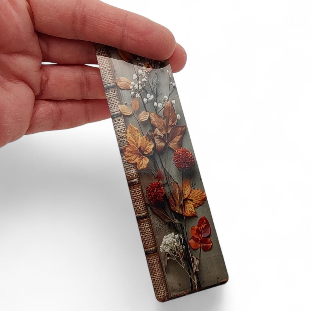 Lesezeichen aus Aluminium Herbstblätter Pilze Geschenk Herbst Mitbringsel Garten Bücherzeichen Bookmark - 2 Motive zur Auswahl  #LEALU