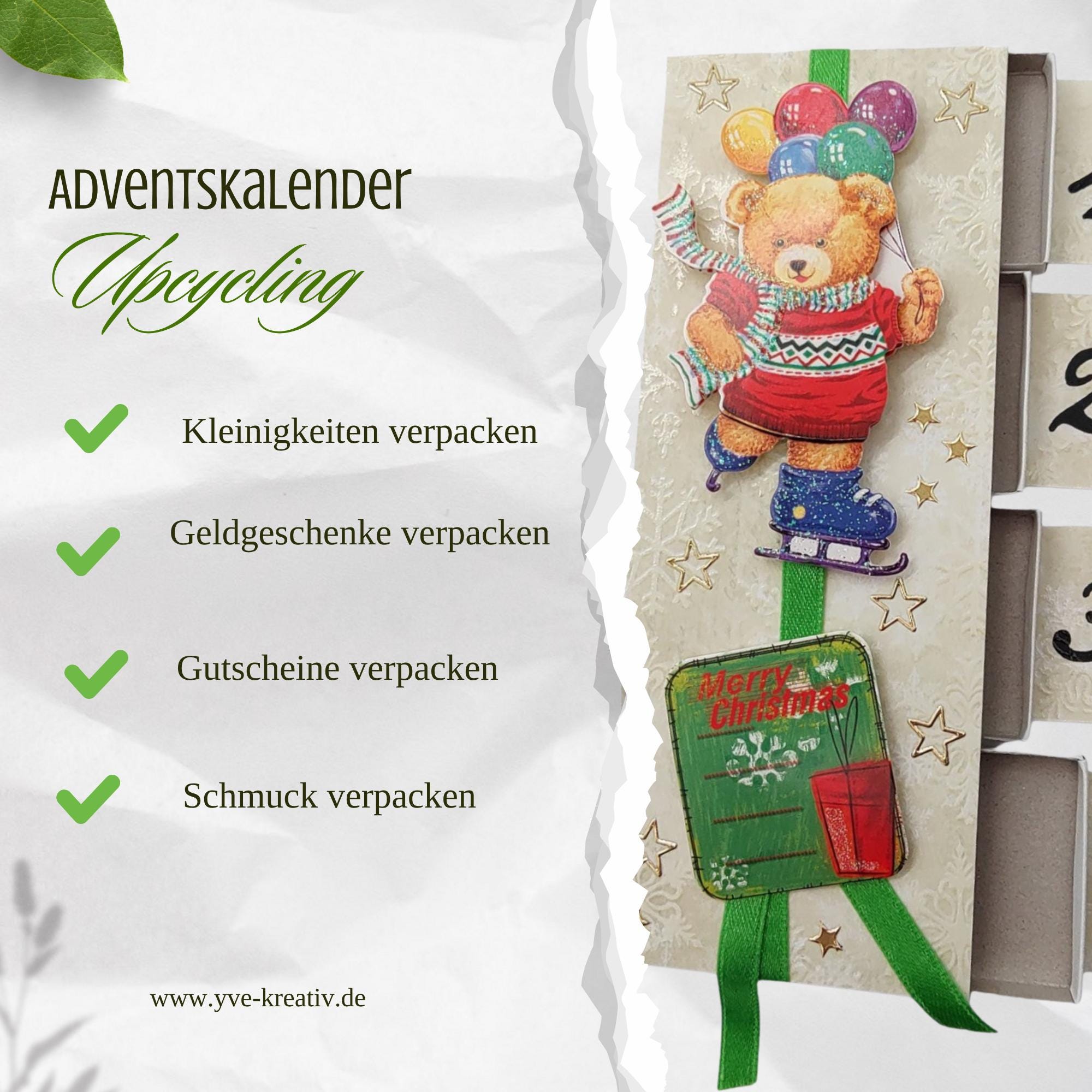 Adventskalender zum Befüllen aus 4 Streichholzschachteln Upcycling kleine Adventsgeschenke Geldgeschenk Weihnachten Mitbringsel #613960890