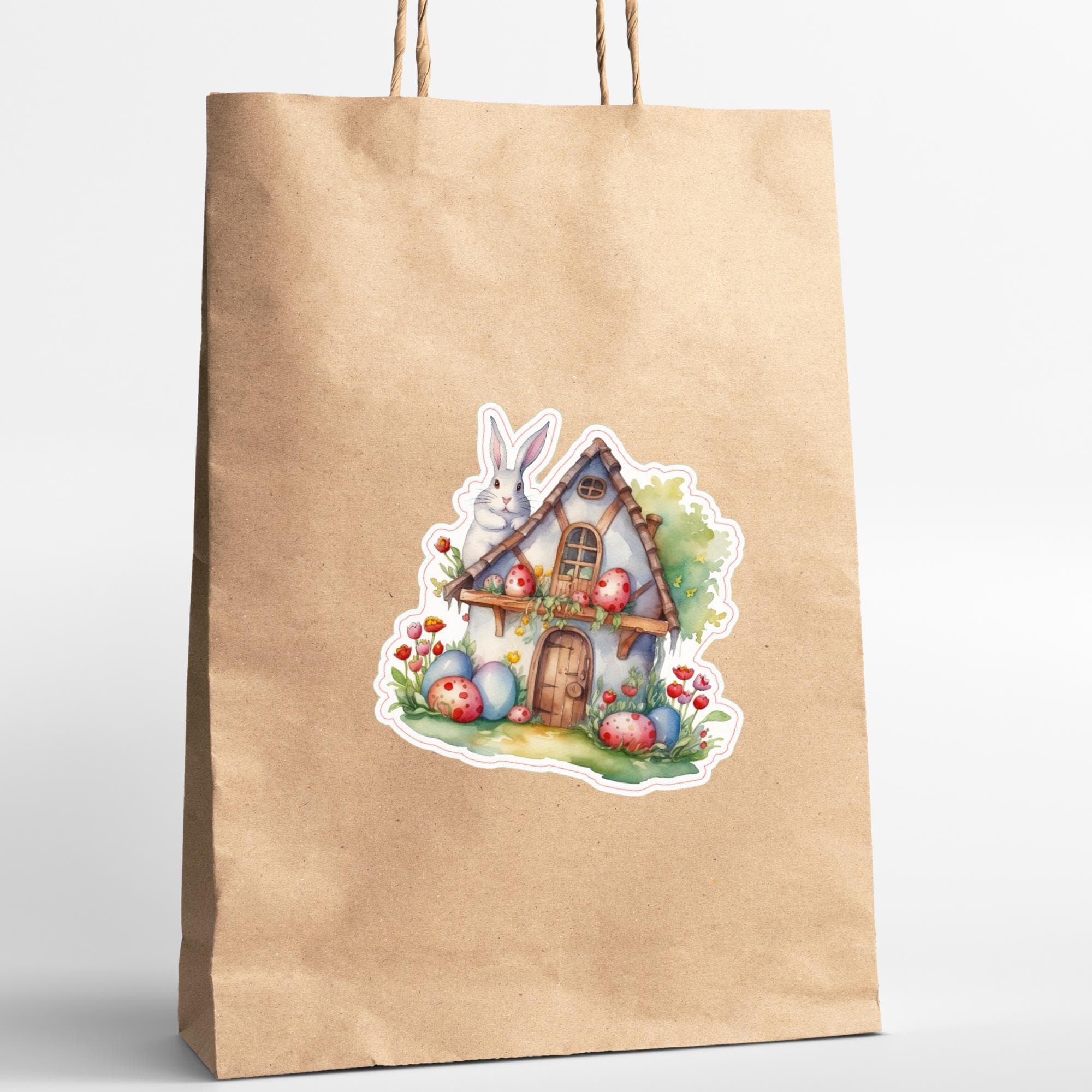 Aufkleber Ostern großer 8 cm Sticker Osterhaus Deko Osterfest Geschenkaufkleber Häuschen - zur Auswahl in Weiß oder Transparent  #SEG8