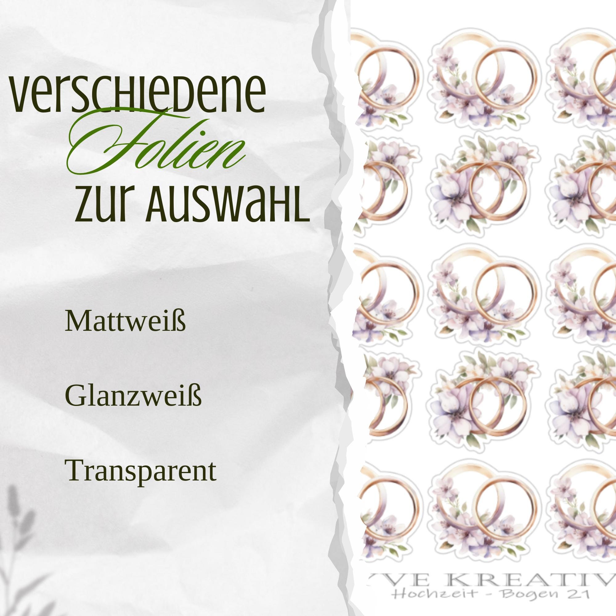 Aufkleber Hochzeit Sticker Bogen Eheringe Stickerbogen Ringe 3 Bögen zur Auswahl in Weiß - Transparent - Matt - Glanz #SBA6 Aufkleber Hochzeit Sticker Bogen Eheringe Stickerbogen Ringe 3 Bögen zur Auswahl in Weiß - Transparent - Matt - Glanz #SBA6