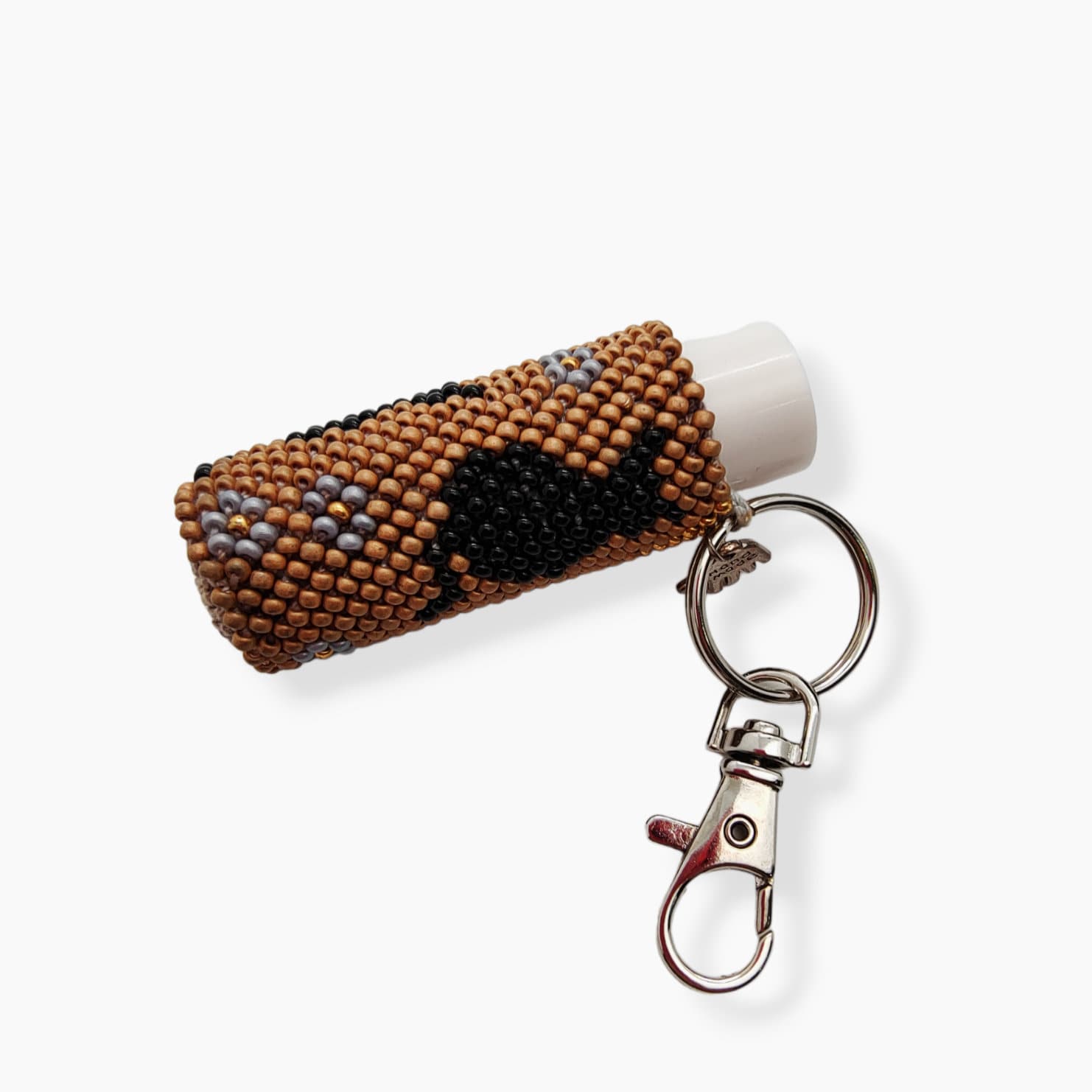 Anhänger für Lippenpflegestift - Lippenbalsam Täschchen " Katze" aus Rocailles - Miniperlen (2,6 mm) gehäkelt / Perlenhäkeln  #1583201560