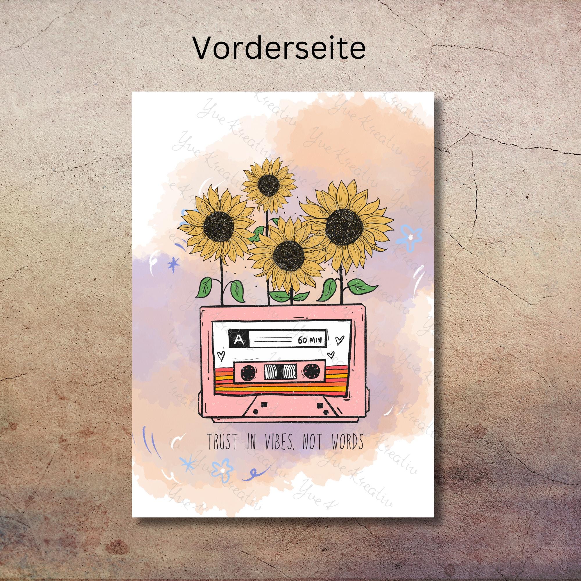 Postkarte, Grußkarte, Karte zum Geburtstag, Motivation, Aufmunterung I Retro MC Sonnenblumen #PLS