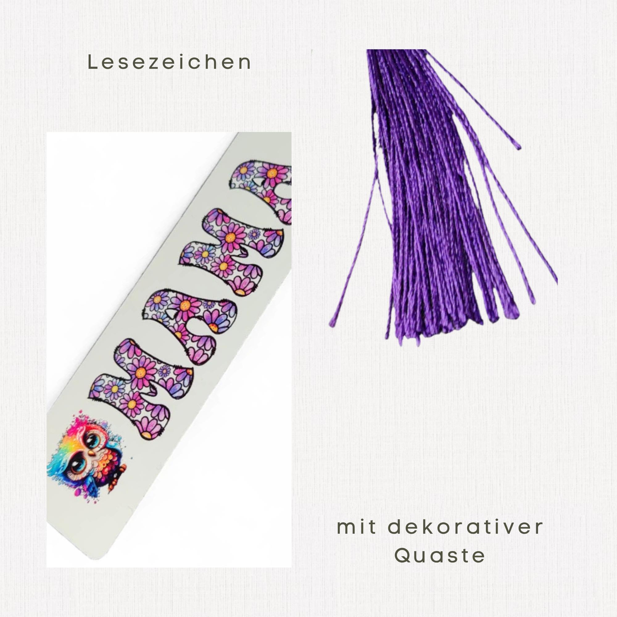 Lesezeichen aus Metall Mama Geschenk Mutter Bücherzeichen Eule Mitbringsel Mama Bookmark Lila Regenbogen #LEALU