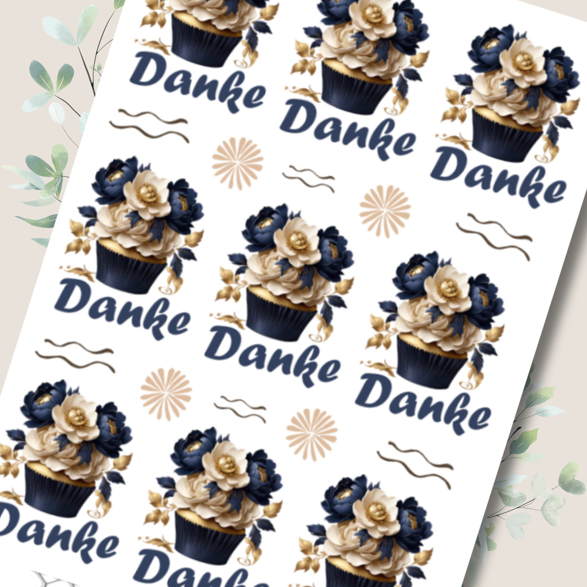 Sticker Bogen, Aufkleber, Cupcake, Muffin, Danke | Sticker Set - 3 Stickerbogen zur Auswahl in Weiß - Transparent - Matt - Glanz  #SBA6
