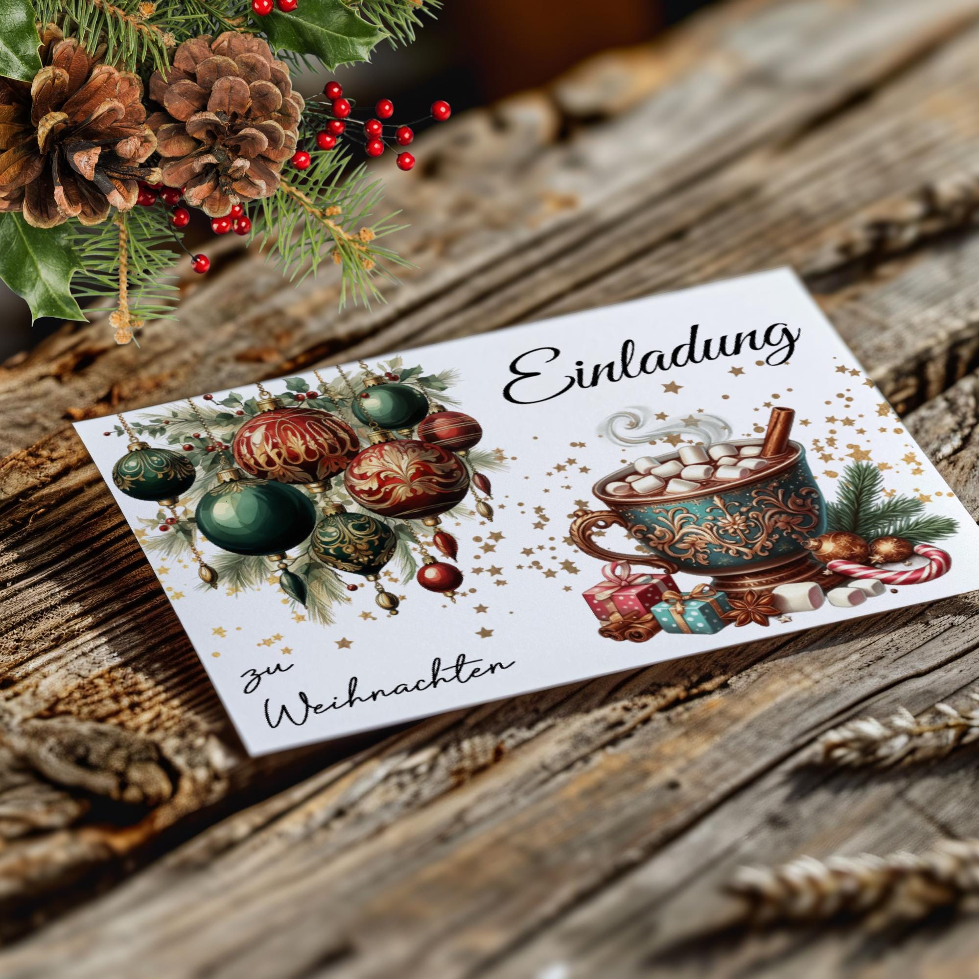 Einladung personalisiert Postkarte, Einladungskarte zum Adventskaffee, Weihnachtskarte, Karte zu Weihnachten Gutscheinkarte  #PLS