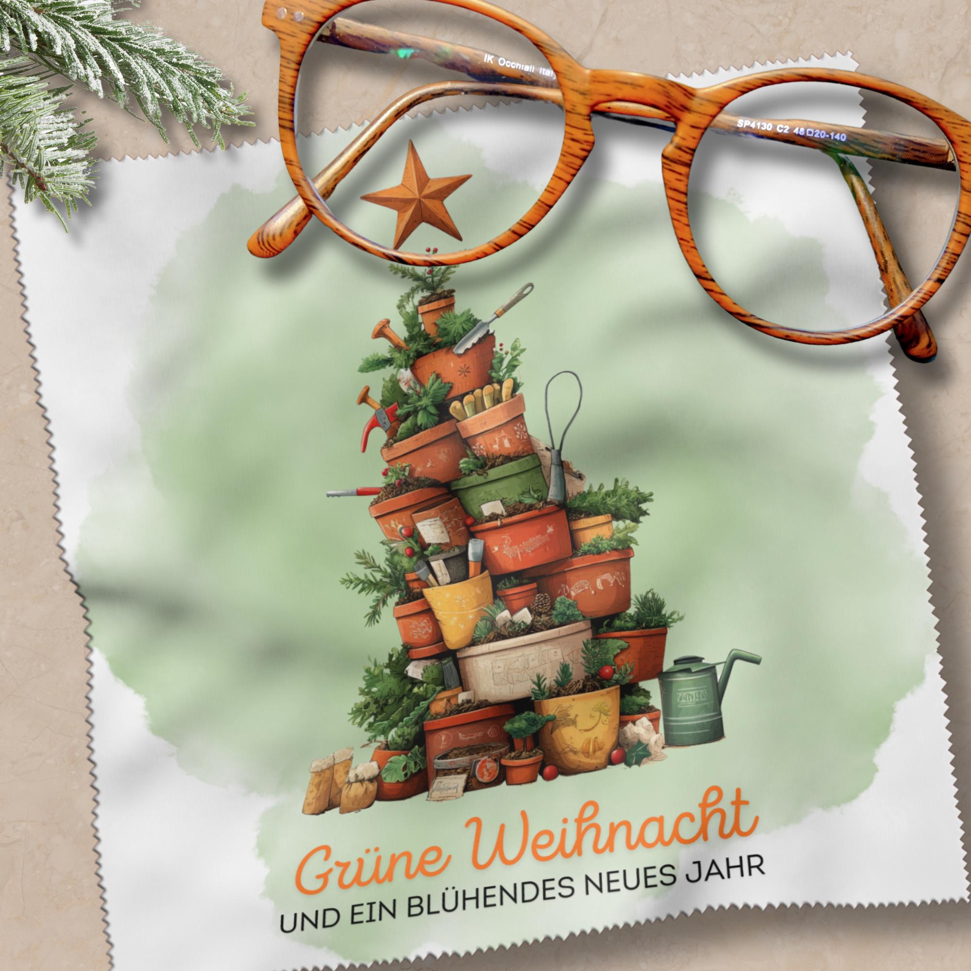 Brillenputztuch Tannenbaum Weihnachten Wichtelgeschenk Gärtner Geschenk Garten bedrucktes Mikrofasertuch für Brillen Display Handy #WE24