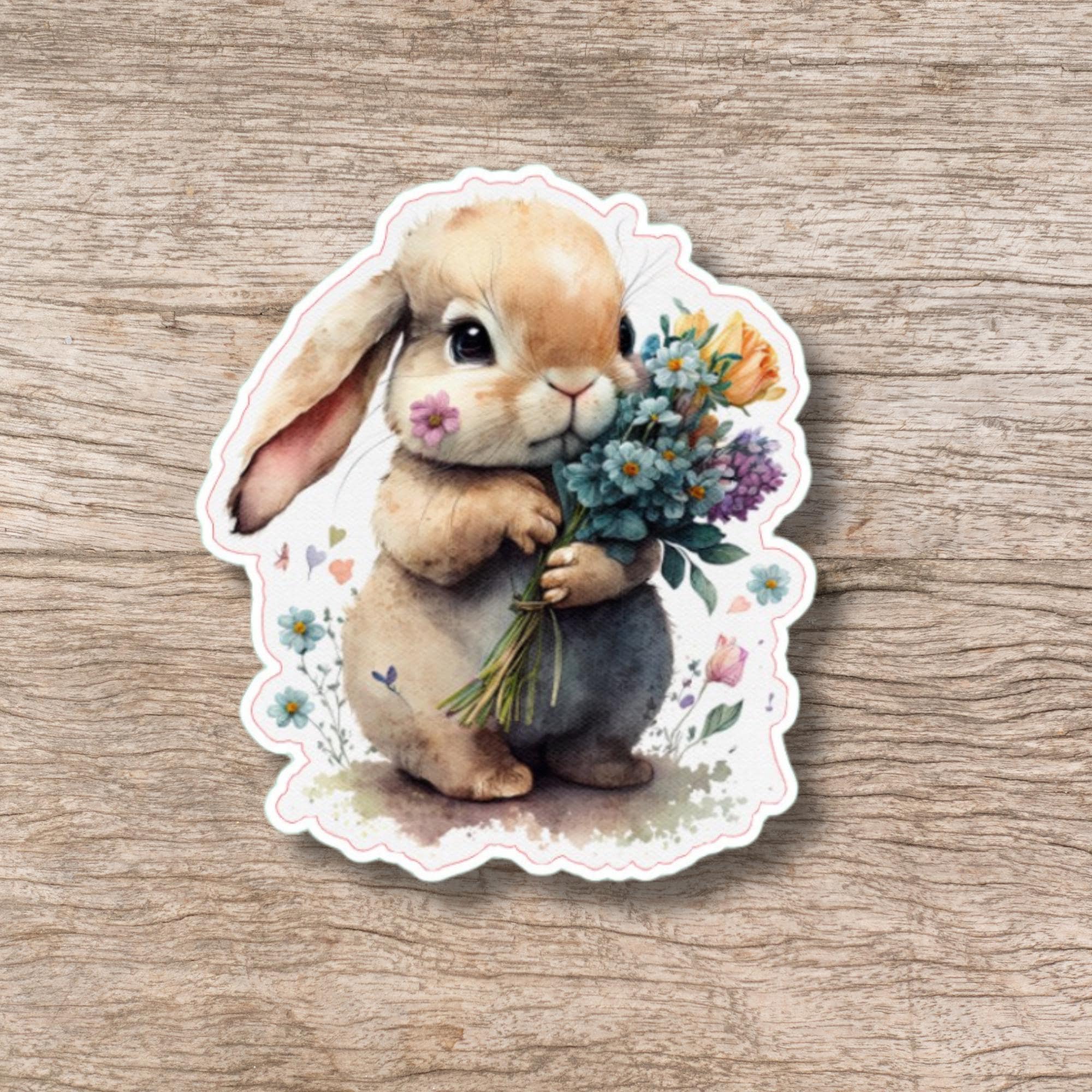 Aufkleber Ostern großer 8 cm Sticker niedliches Häschen Deko Hase Geschenkaufkleber Osterhase - zur Auswahl in Weiß oder Transparent  #SEG8