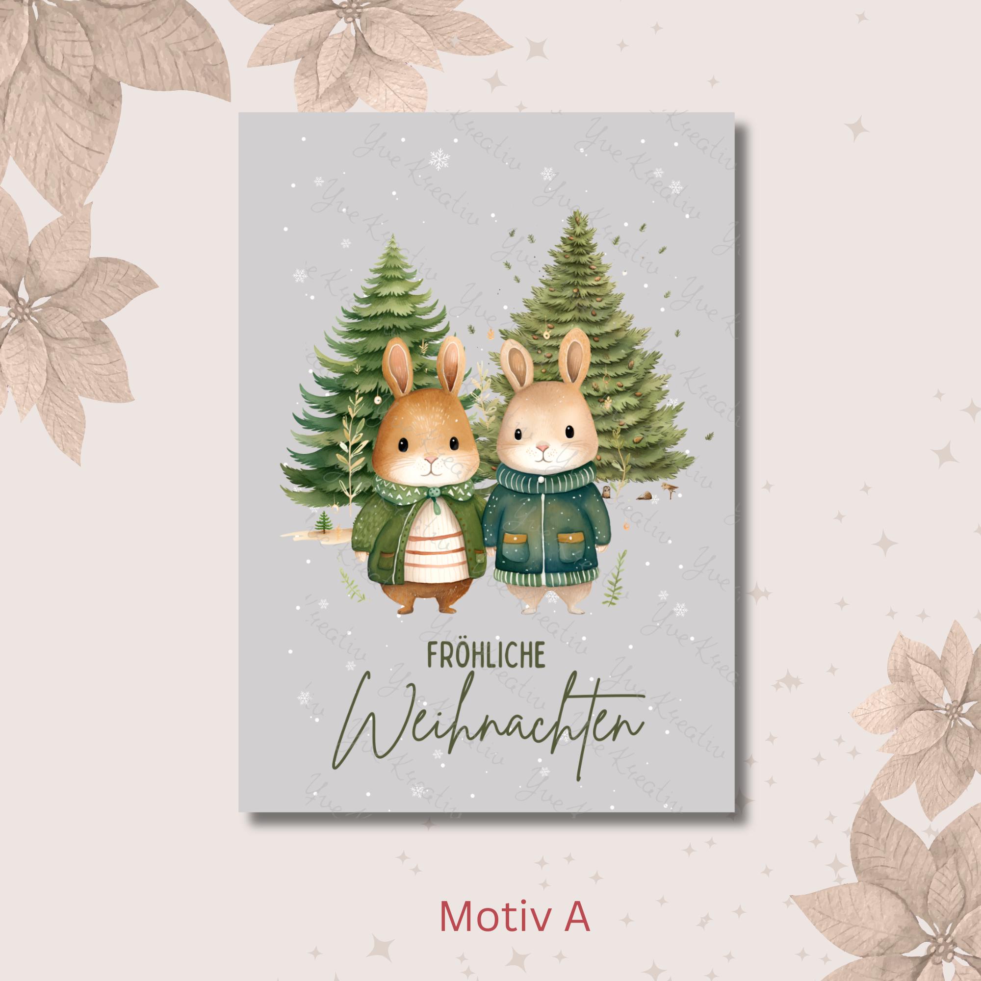 Weihnachtskarte, 2 Kartenmotive zur Auswahl, Postkarte, Grußkarte, Geschenkkarte, Weihnachtsgruß  #PHO
