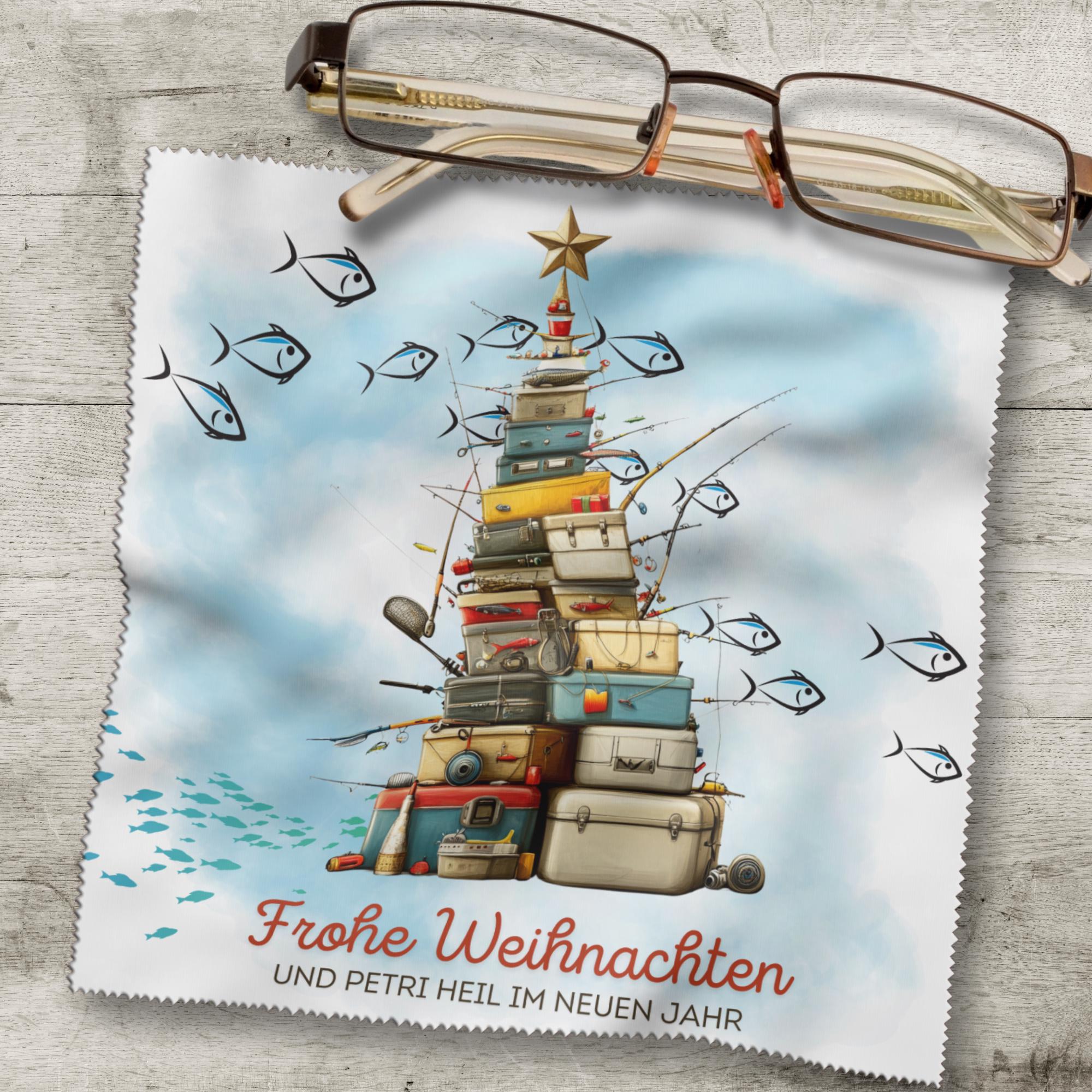 Brillenputztuch Tannenbaum Weihnachten Wichtelgeschenk Mitbringsel Angler Geschenk bedrucktes Mikrofasertuch für Brillen Display Handy #WE27