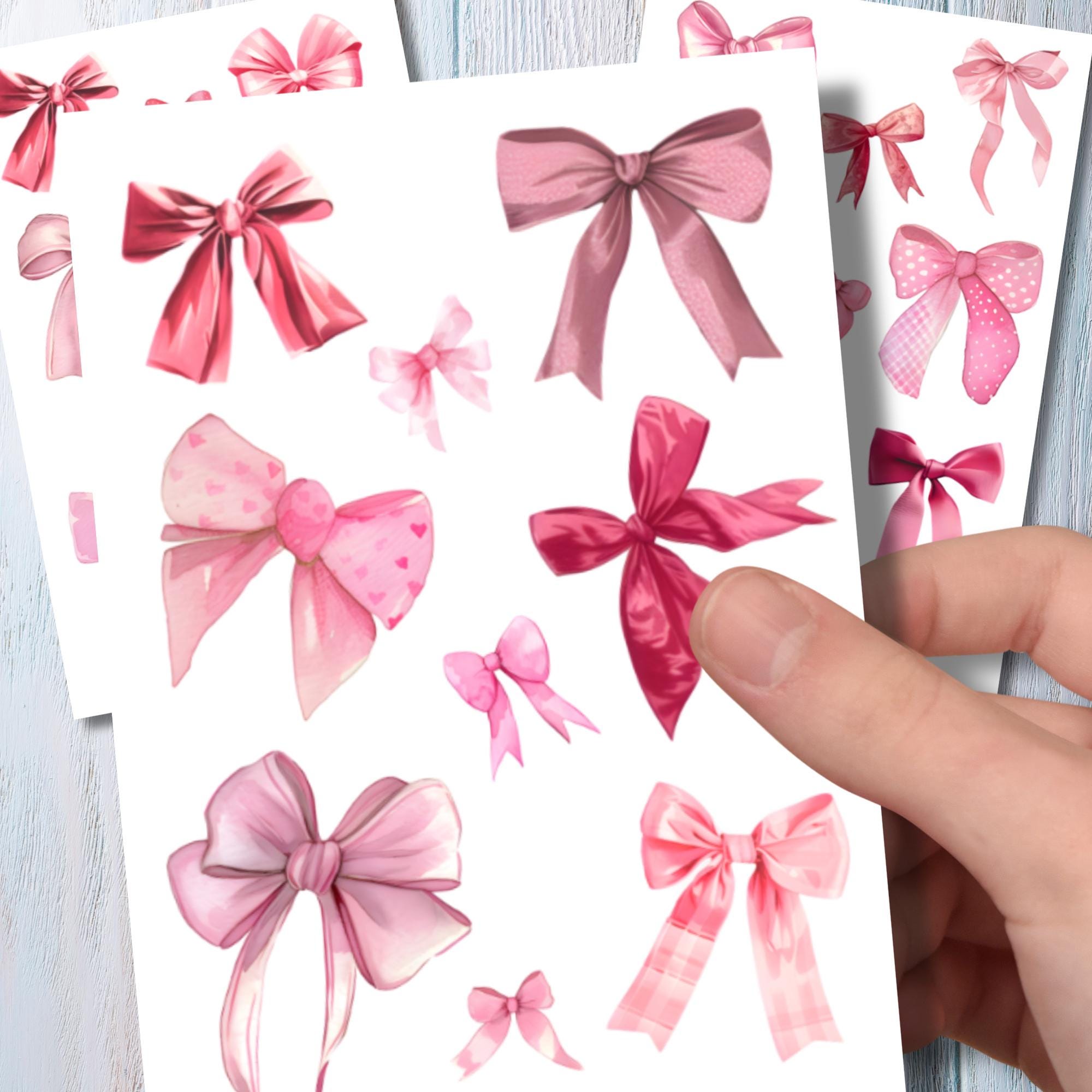 Aufkleber Schleifen rosa rot Sticker Bogen Set 3 Stickerbogen zur Auswahl in Weiß - Transparent - Matt - Glanz  #SBA6