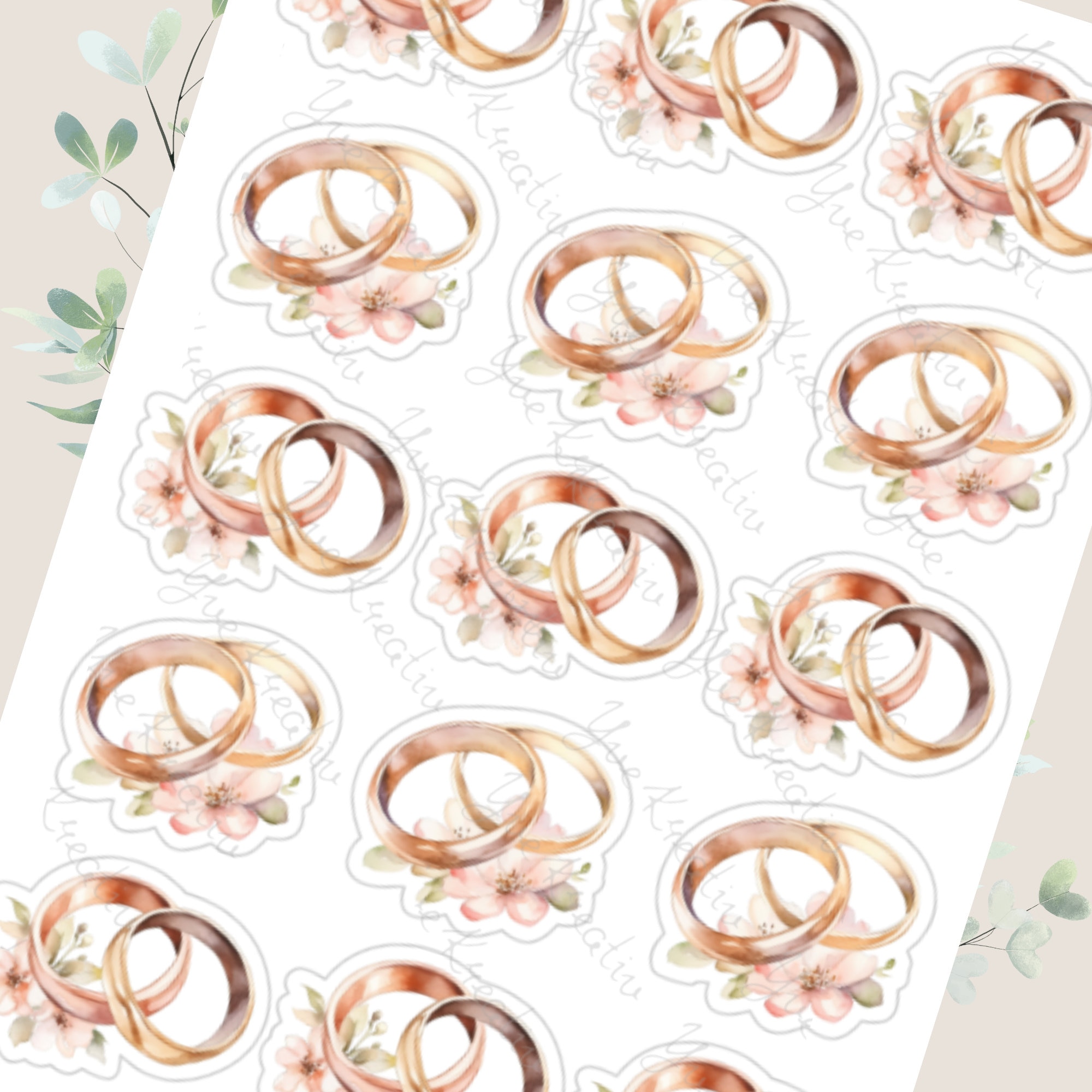 Sticker Bogen, Aufkleber, Hochzeit, Eheringe, Ringe | Sticker Set, Stickerbogen zur Auswahl in Weiß - Transparent - Matt - Glanz