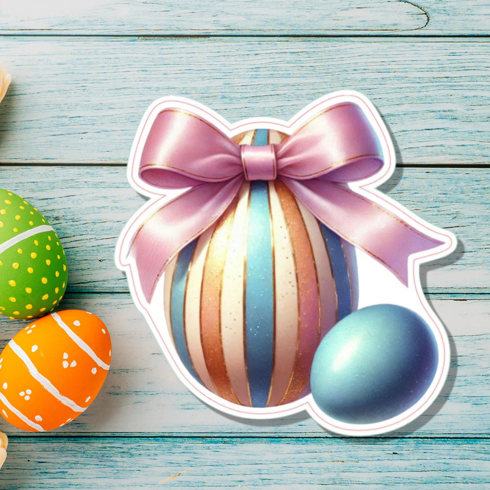 Aufkleber Ostern großer 8 cm Sticker Osterei Deko Osterfest Geschenkaufkleber Dekoei - zur Auswahl in Weiß oder Transparent  #SEG8