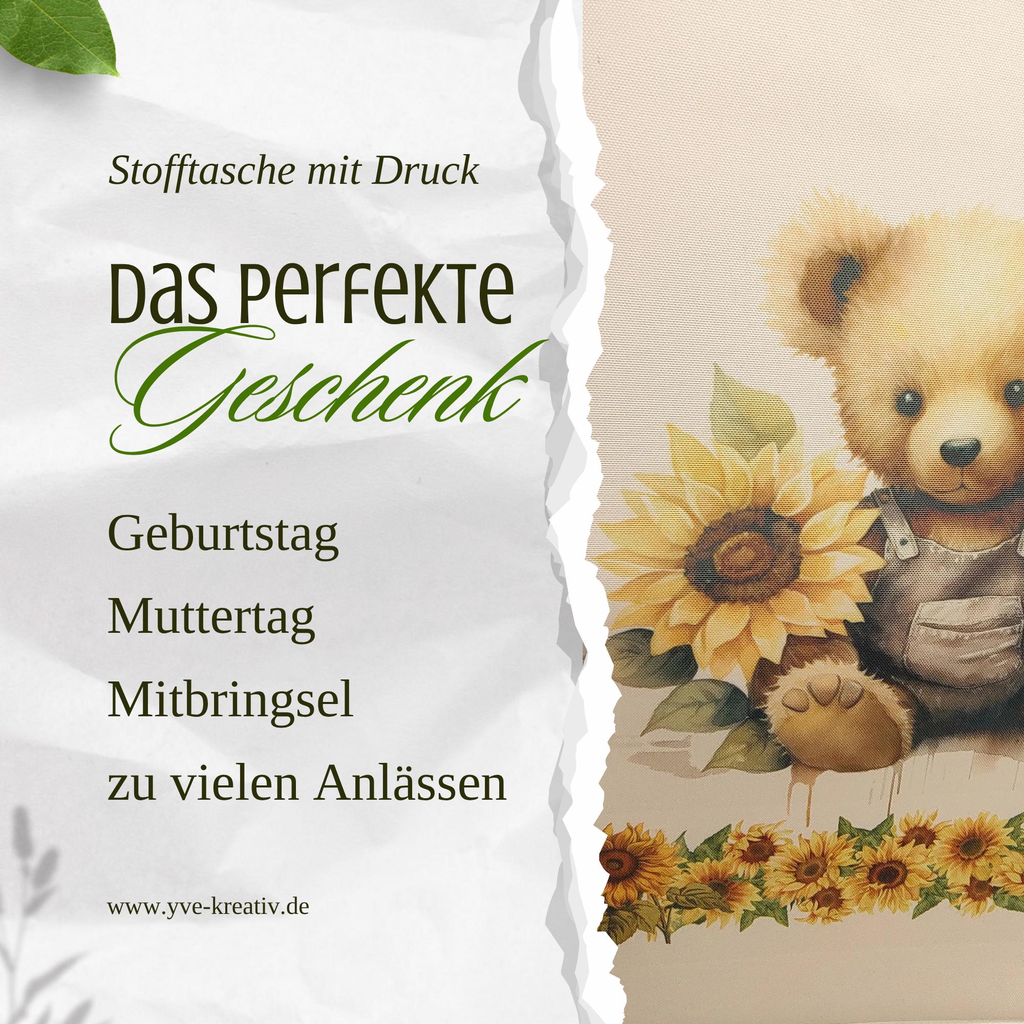 Stofftasche Teddybär Stoffbeutel Teddy Bär Sonnenblume Einkaufstasche Tasche Mitbringsel Geburtstag Geschenk Bärenfreunde #STSUB Stofftasche Teddybär Stoffbeutel Teddy Bär Sonnenblume Einkaufstasche Tasche Mitbringsel Geburtstag Geschenk Bärenfreunde #STSUB