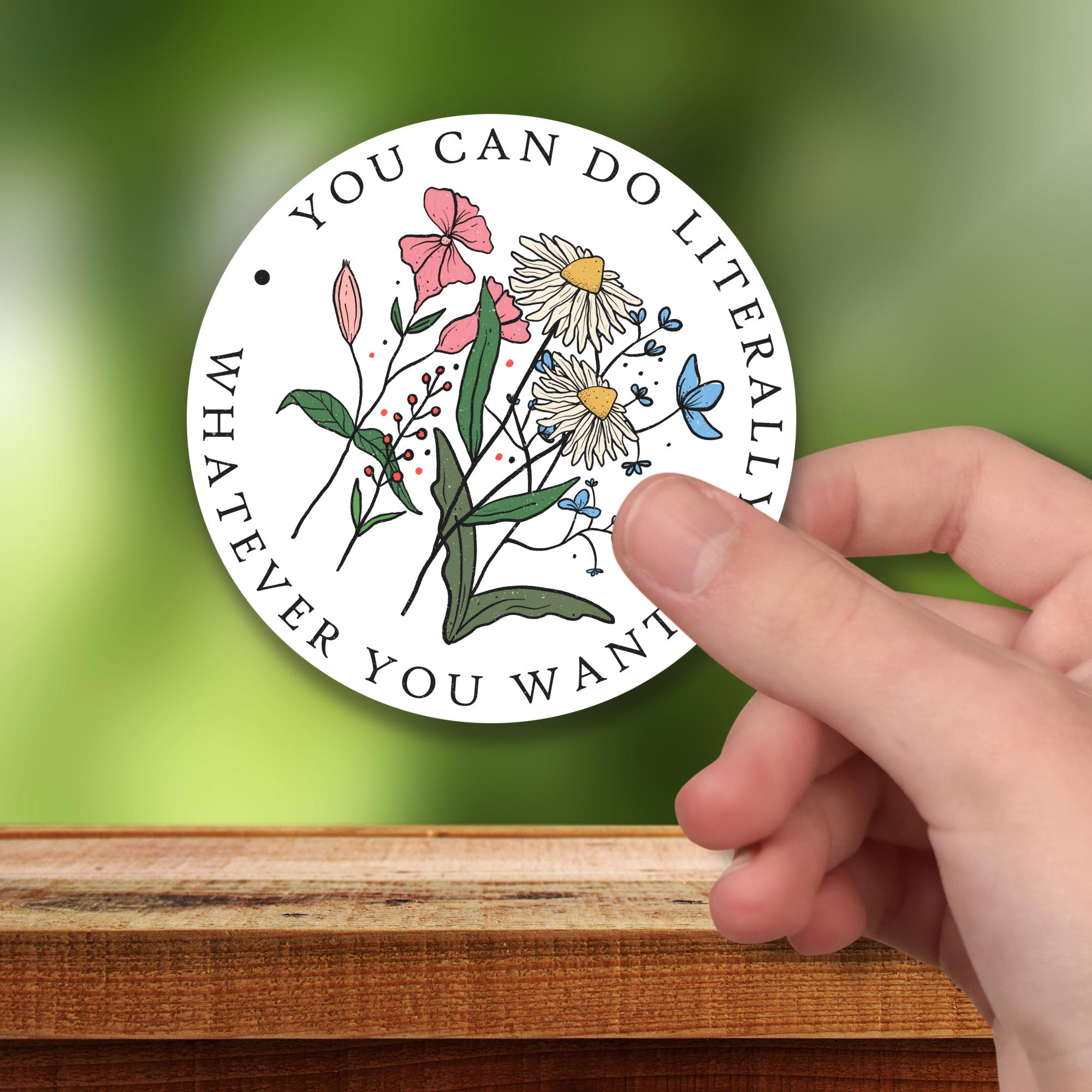 Kofferaufkleber, Geschenkaufkleber, Aufkleber Motivation, großer Blumen Sticker I zur Auswahl in Weiß oder Transparent  #SEG8