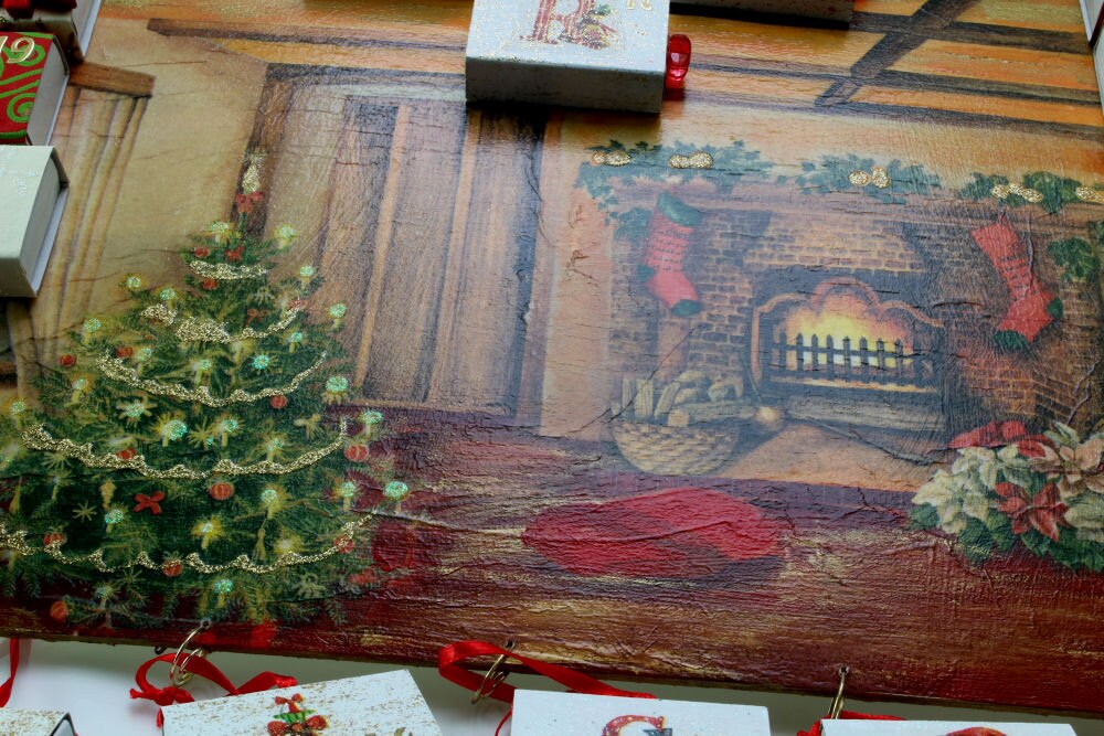 Adventskalender aus 24 Streichholzschachteln / Wandbild zu Weihnachten / x-mas zum Befüllen