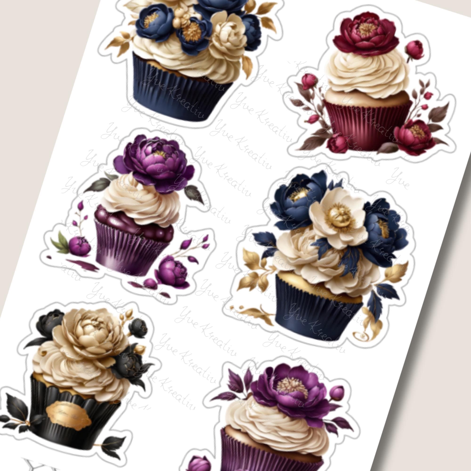 Aufkleber Cupcake Sommer Sticker Bogen Blüten Muffin Stickerbogen 3 Bögen zur Auswahl in Weiß - Transparent - Matt - Glanz #SBA6 Aufkleber Cupcake Sommer Sticker Bogen Blüten Muffin Stickerbogen 3 Bögen zur Auswahl in Weiß - Transparent - Matt - Glanz #SBA6
