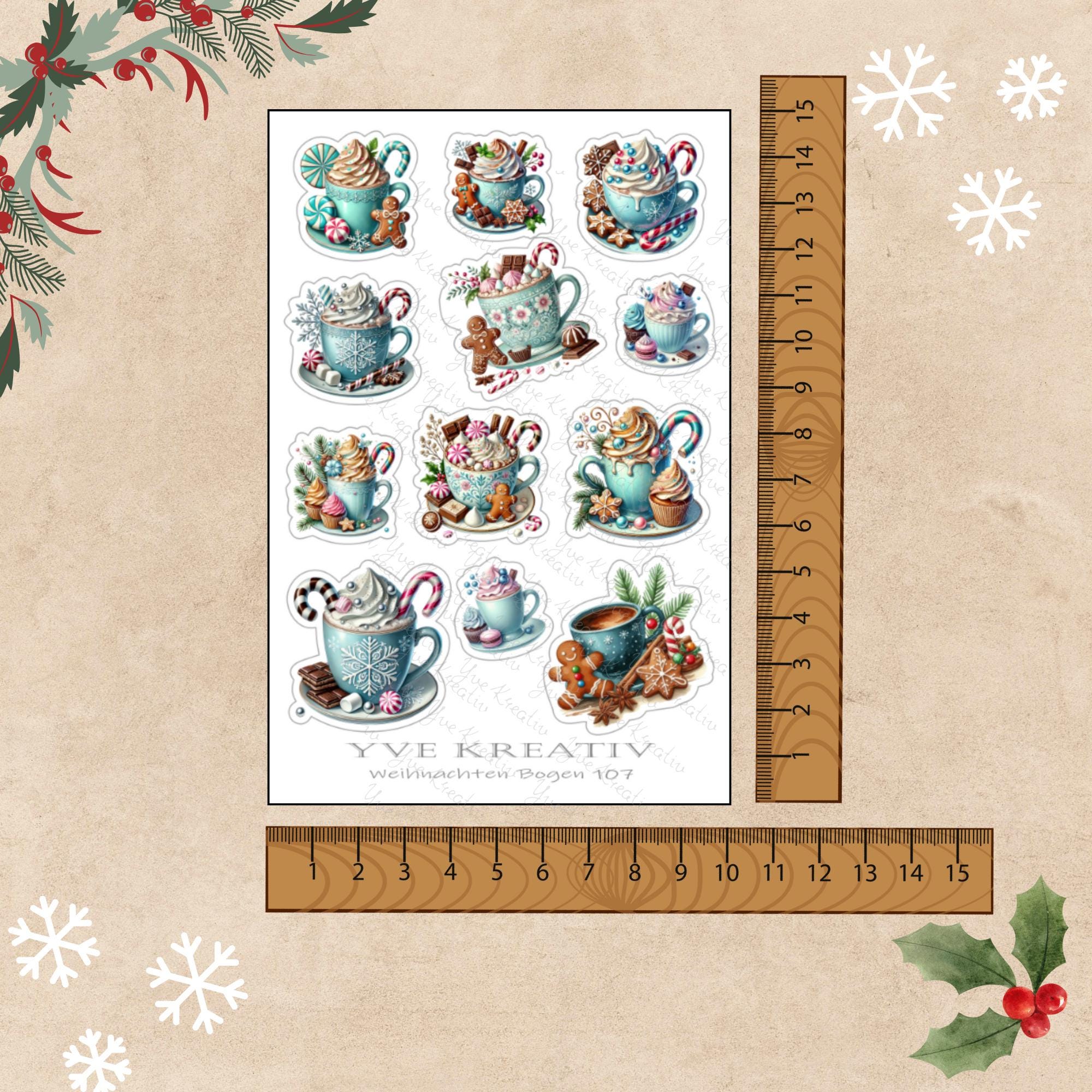 Aufkleber Weihnachtssticker Bogen | Sticker Set - 3 Stickerbogen zur Auswahl in Weiß - Transparent - Matt - Glanz  #SBA6