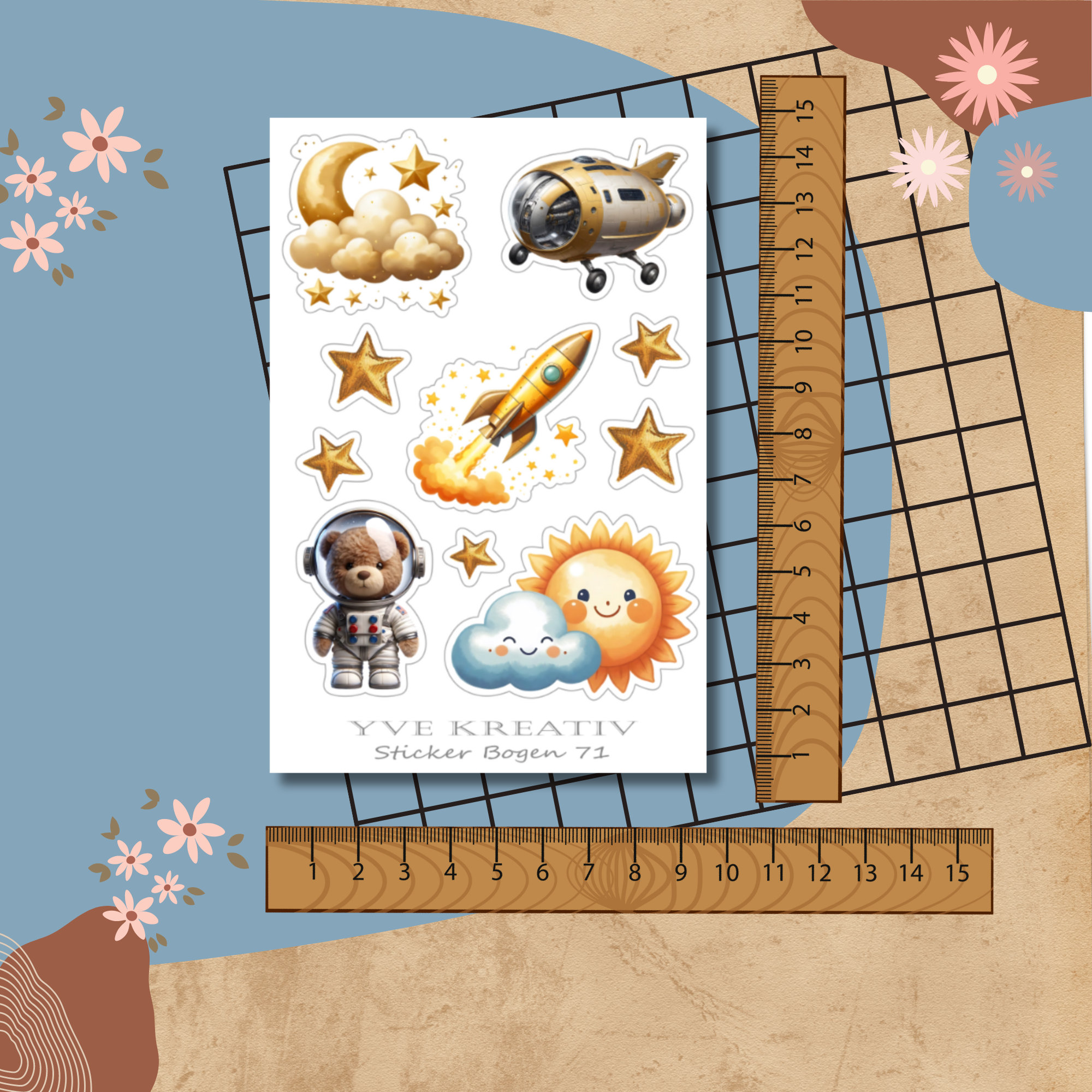 Stickerbogen, Aufkleber - Astronaut, Planeten, Raumfahrt | Sticker Set - 3 Bögen zur Auswahl in Weiß - Transparent - Matt - Glanz  #SBA6