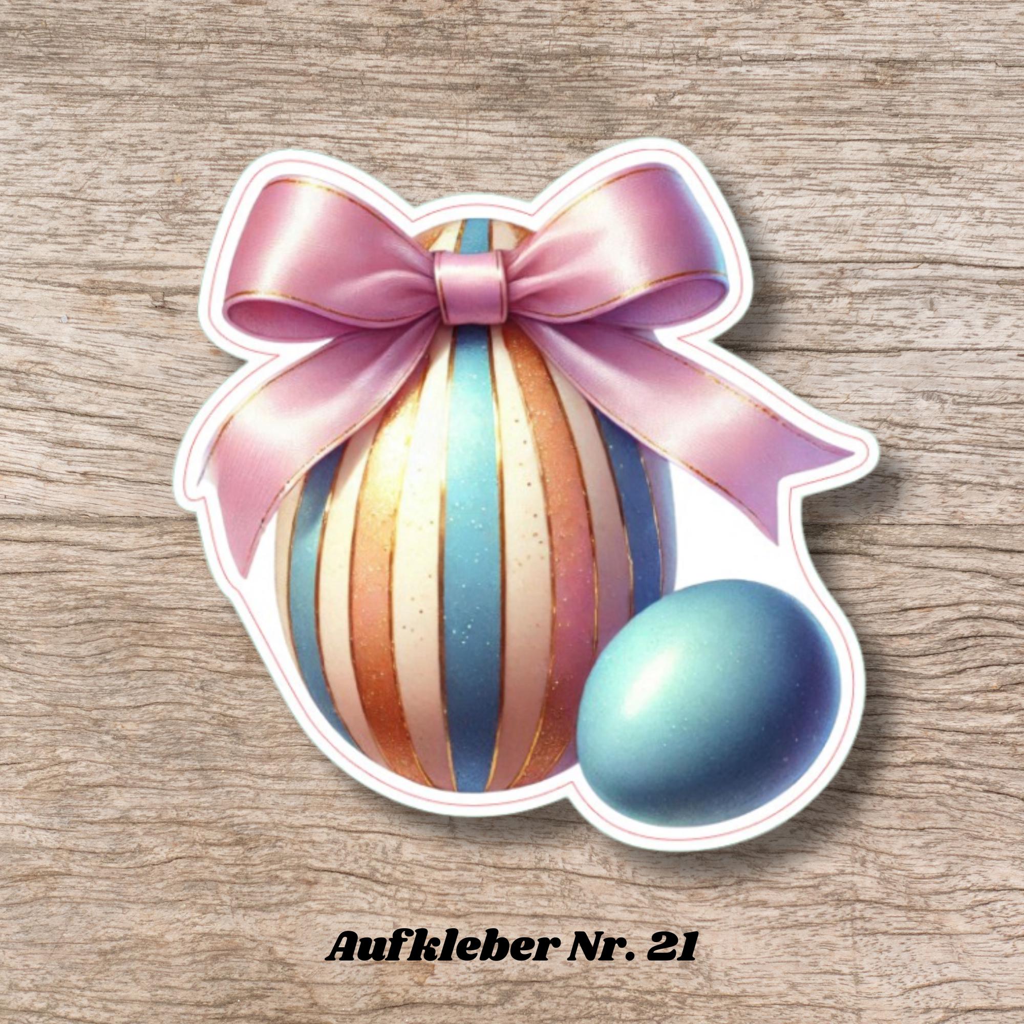 Aufkleber Ostern großer 8 cm Sticker Osterei Deko Osterfest Geschenkaufkleber Dekoei - zur Auswahl in Weiß oder Transparent  #SEG8