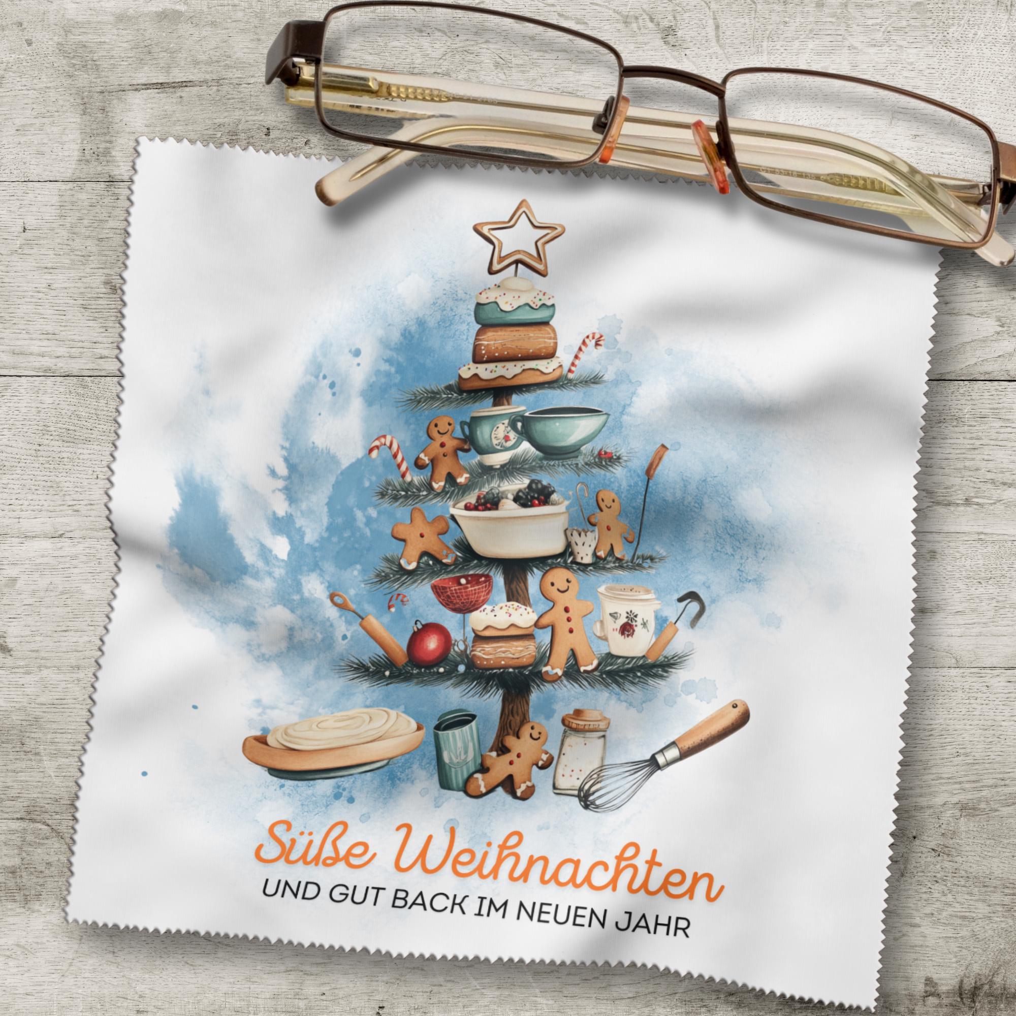 Brillenputztuch Tannenbaum Weihnachten Wichtelgeschenk Bäcker Geschenk Konditor bedrucktes Mikrofasertuch für Brillen Display Handy #WE26