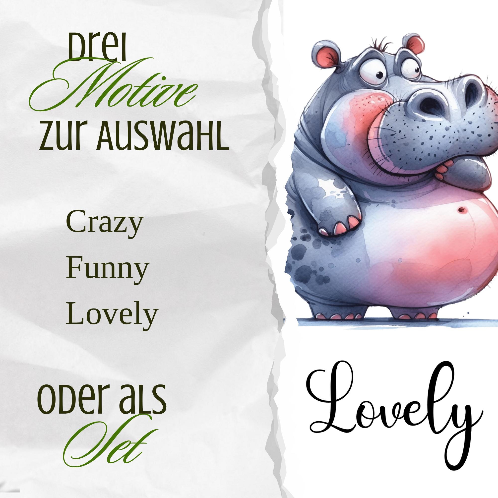 Postkarte Nilpferd Grußkarte Karte Geburtstag Freundin Gutschein Mitbringsel Nilpferd Fan I Crazy, Funny, Lovely I #PHO