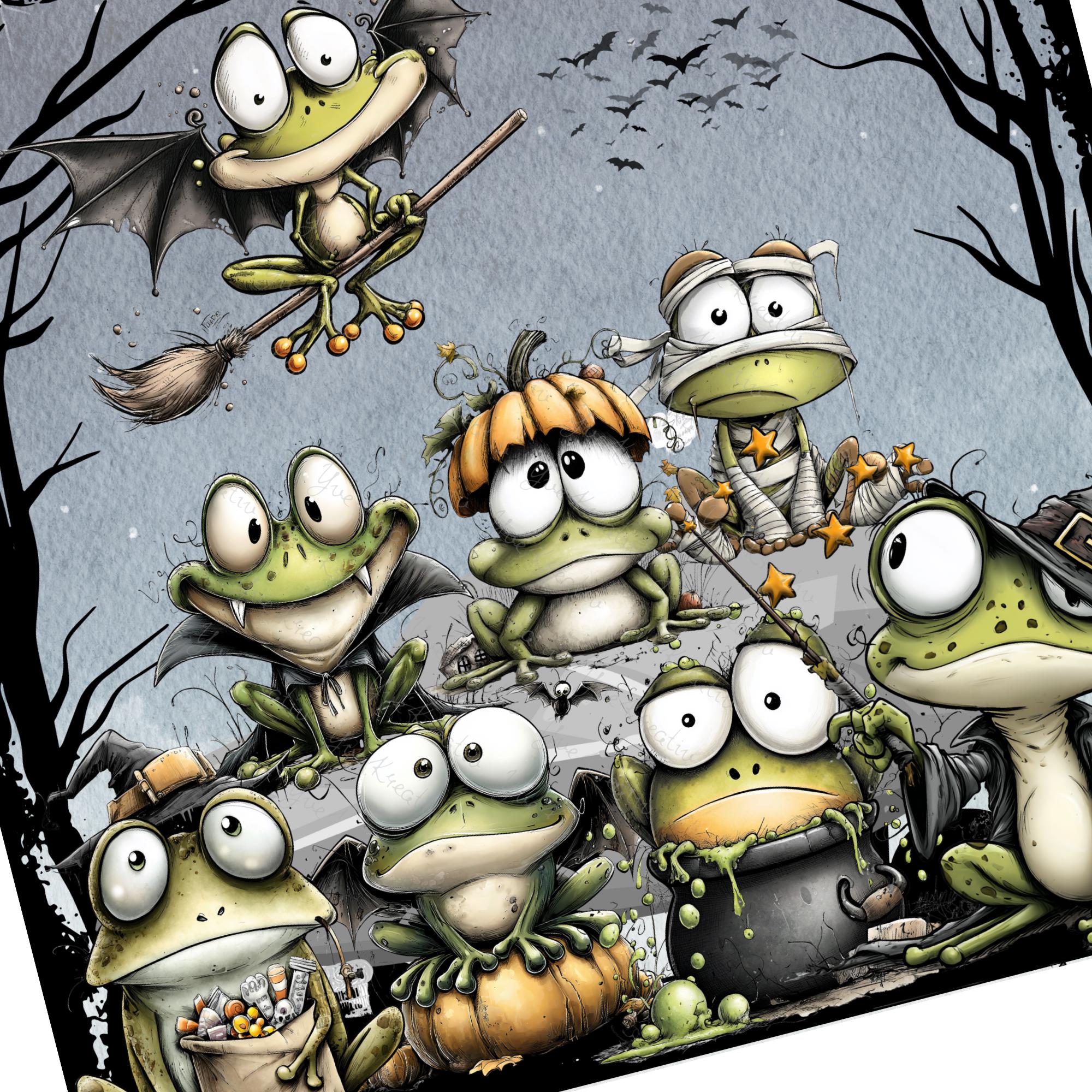 Brillenputztuch Halloween Frösche bedrucktes Mikrofasertuch für Sonnenbrille Displays Handy Geschenk süßes oder Saures Mitbringsel #SA9