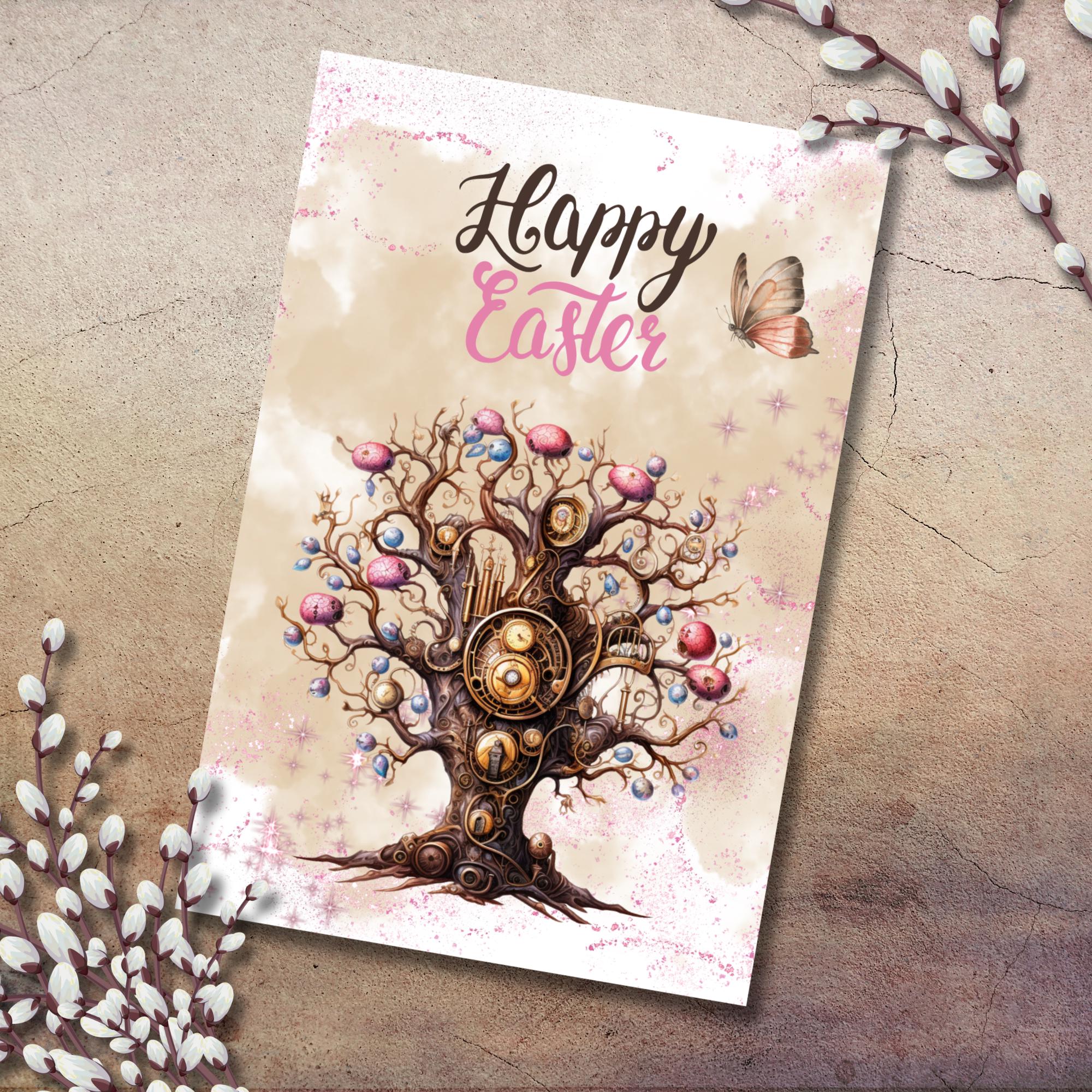 Karte zu Ostern, Postkarte, Glückwunschkarte, Grußkarte, Geschenkkarte auf DIN A6 Karte mit Glanzoberfläche #PHO