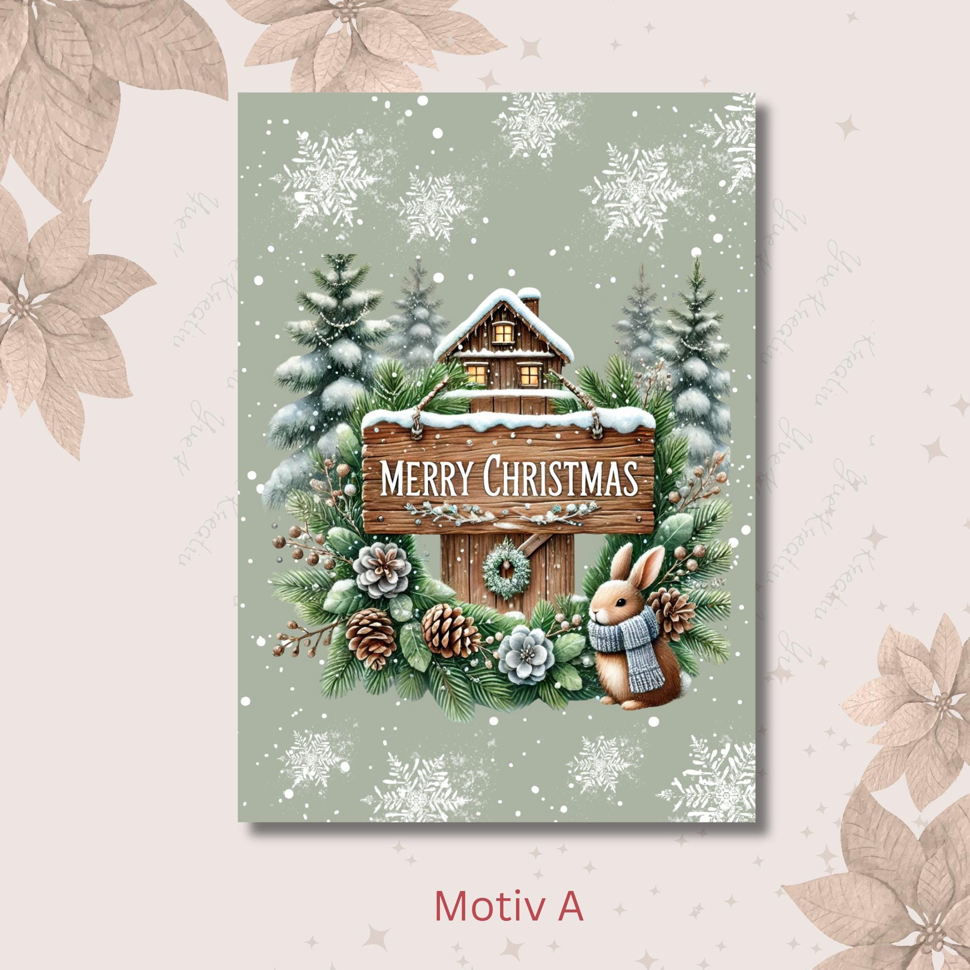 Weihnachtskarte, 2 Kartenmotive zur Auswahl, Postkarte, Grußkarte, Geschenkkarte, Weihnachtsgruß  #PHO