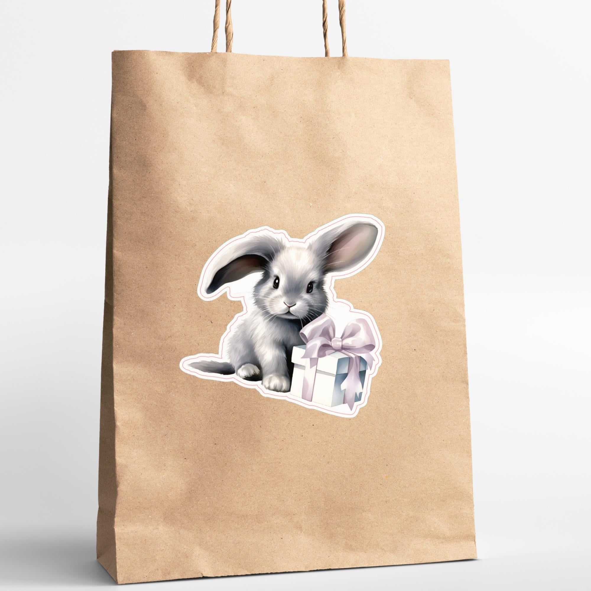 Aufkleber Ostern großer 8 cm Sticker niedliches Häschen Deko Hase Geschenkaufkleber Osterhase - zur Auswahl in Weiß oder Transparent  #SEG8