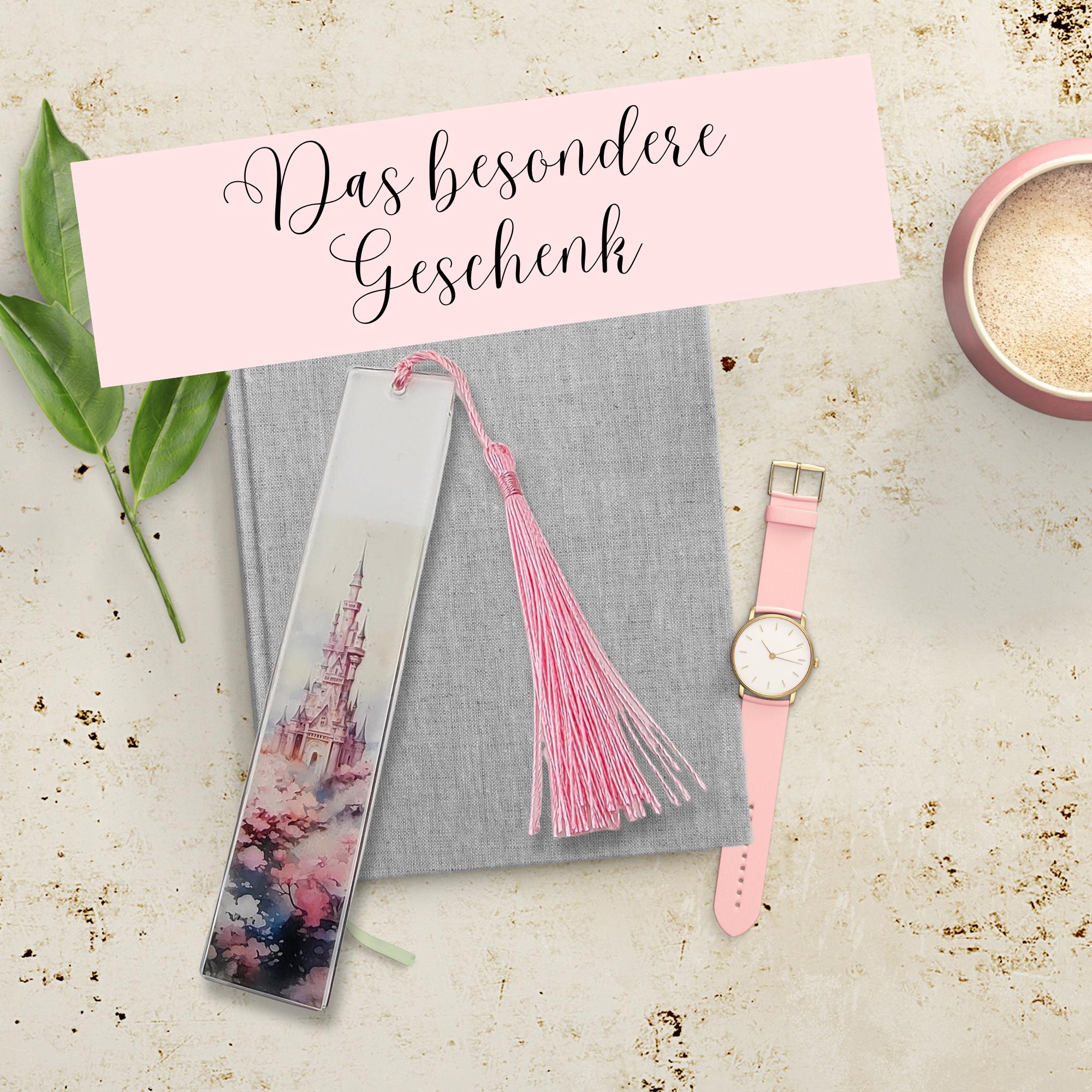 Lesezeichen aus Epoxidharz Märchenschloss Geschenk Geburtstag Mitbringsel zum Buchgeschenk Geschenkidee Buchzeichen transparent #LEEPOX