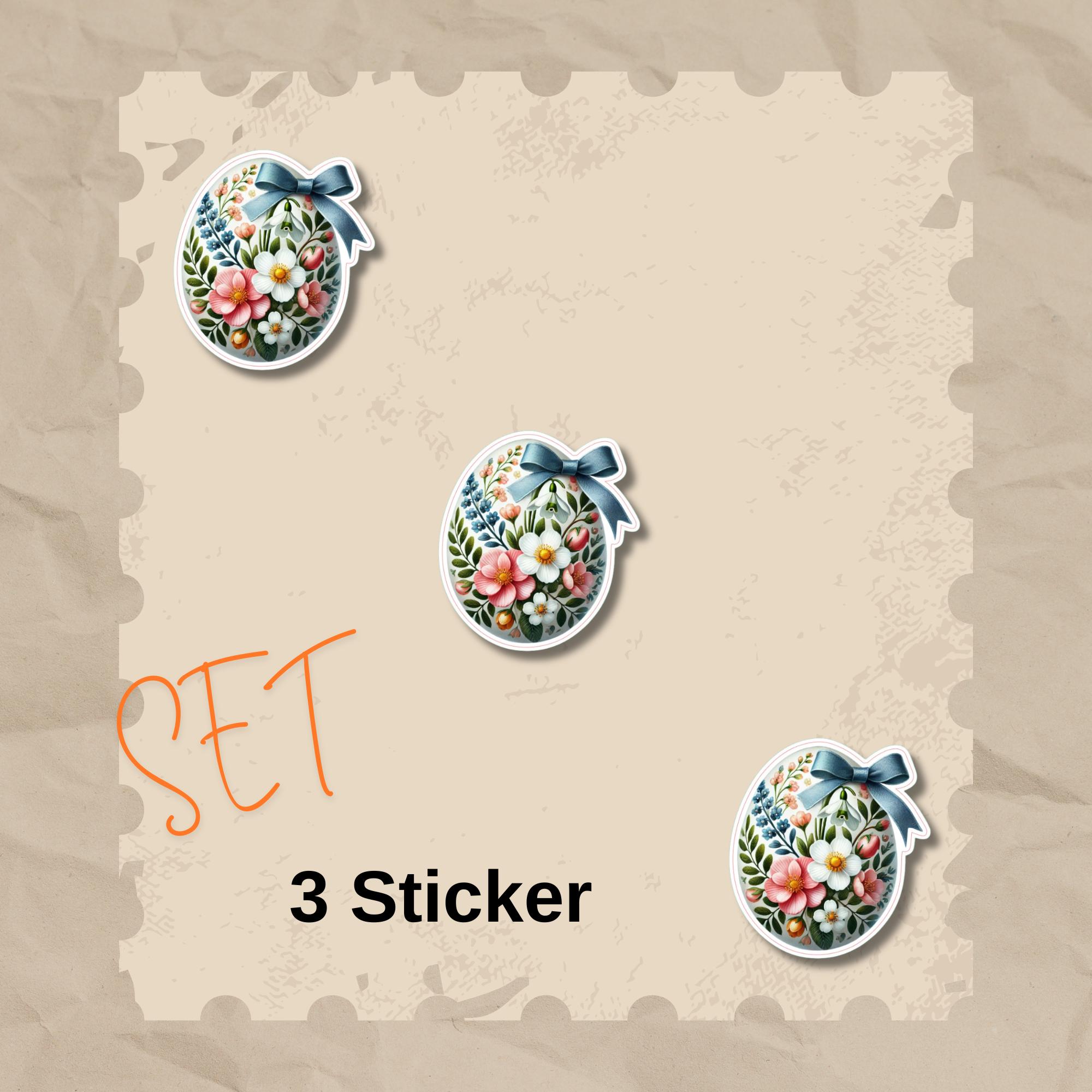 Aufkleber Ostern großer 8 cm Sticker Osterei Deko Osterfest Geschenkaufkleber Dekoei - zur Auswahl in Weiß oder Transparent  #SEG8