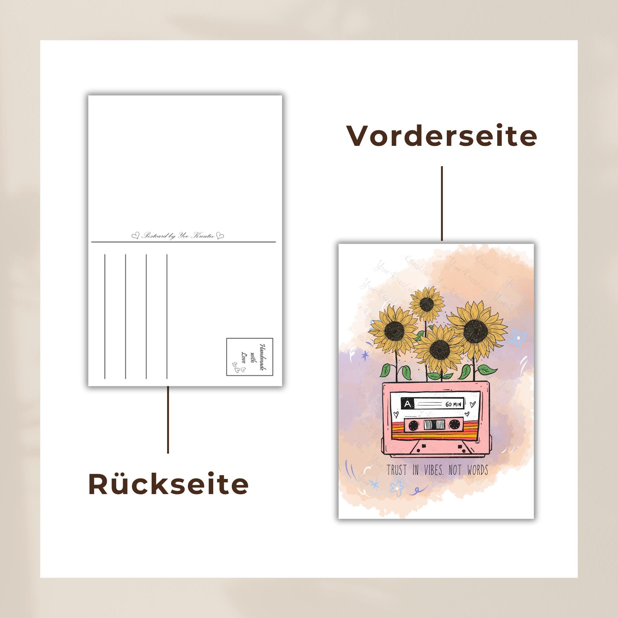 Postkarte Grußkarte Karte Geburtstag Motivation Aufmunterung Retro MC Sonnenblumen Geschenkkarte Musiker #PLS