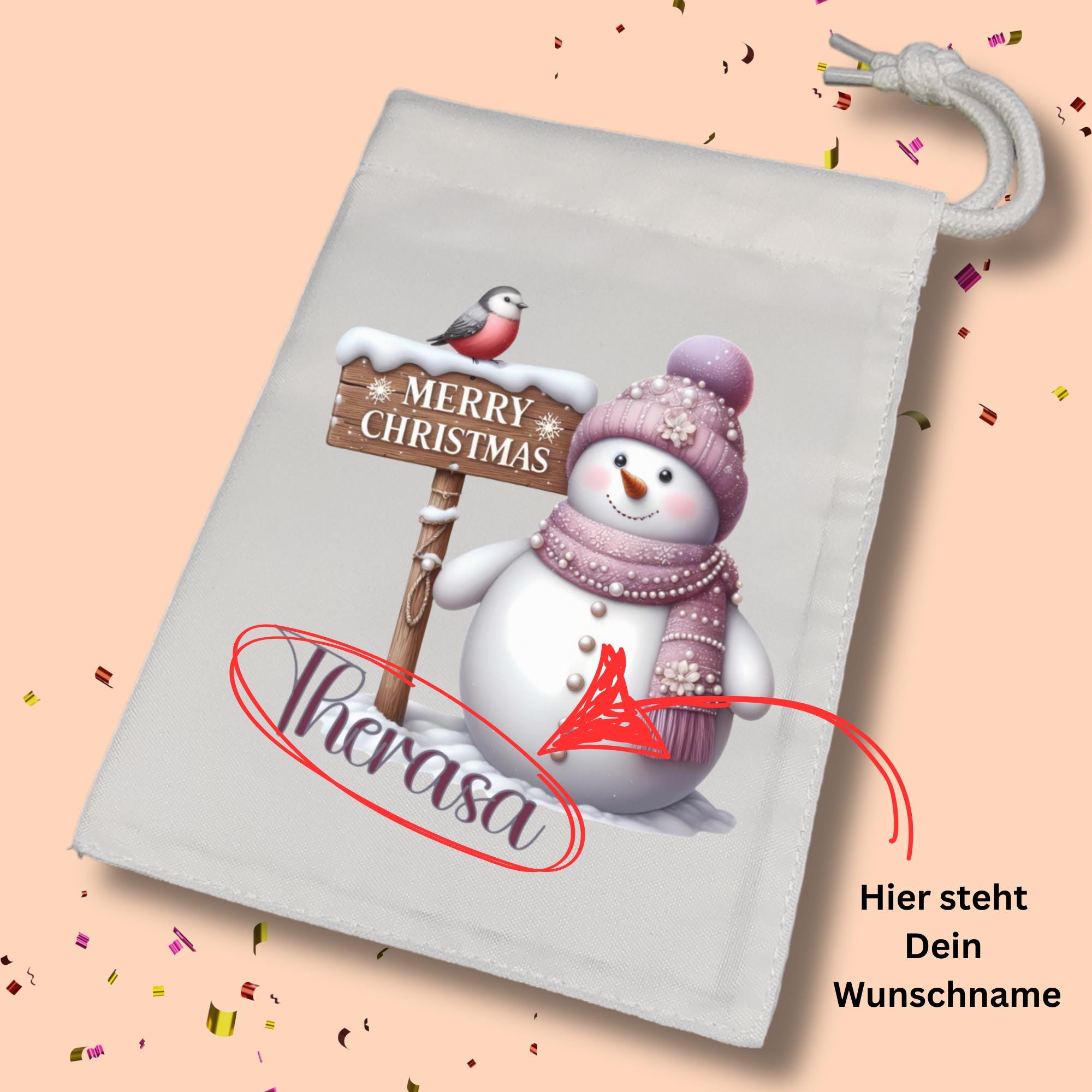 Geschenksäckchen personalisiert mit Namen, Weihnachtsgeschenkbeutel, Stoffsäckchen, Stofftasche, Stoffbeutel, Geschenkverpackung  #GSSUB