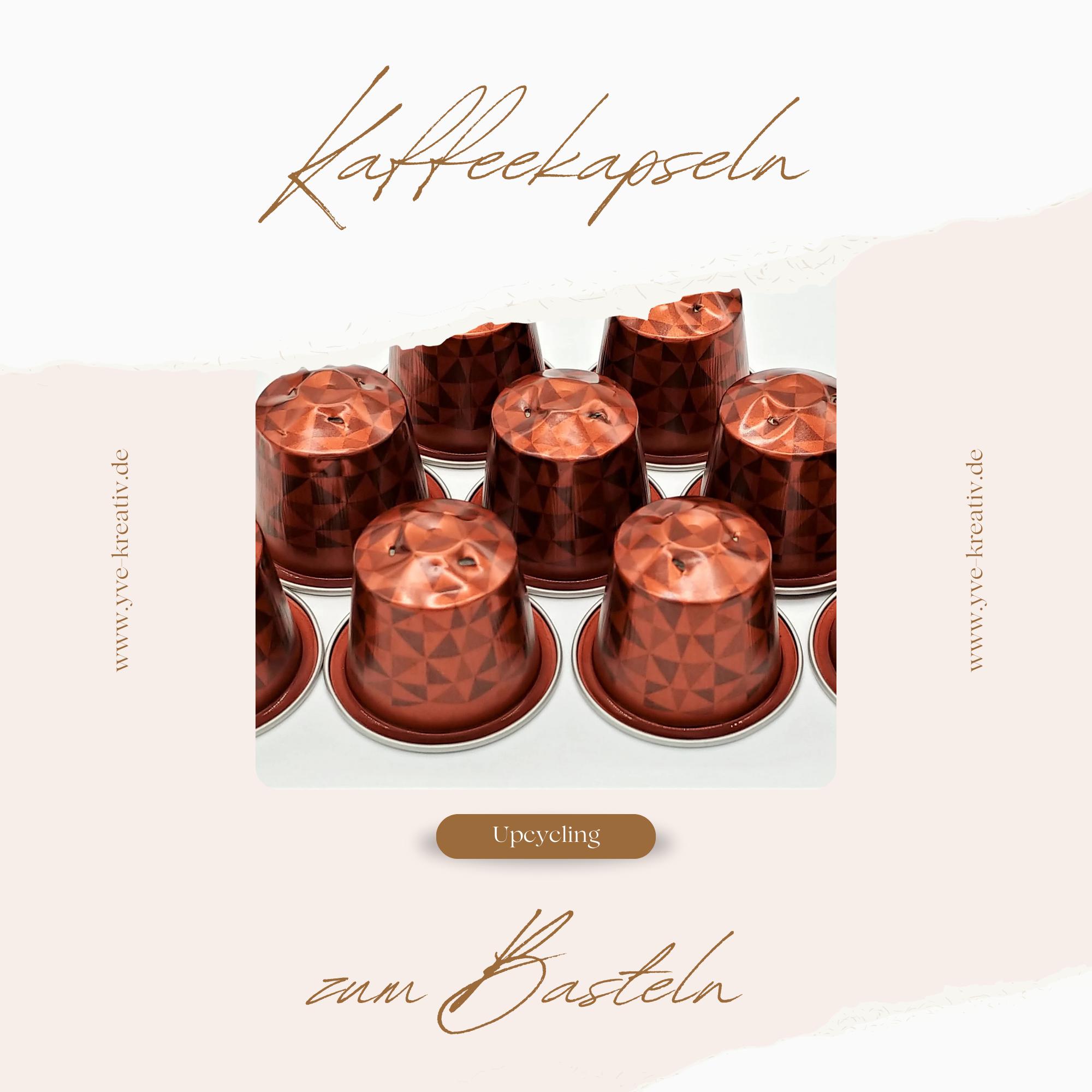 10 leere Kaffeekapseln Farbe rot-braun mit Muster zum Basteln Gestalten Bastelmaterial DIY Schmuckherstellung Zubehör #KNS