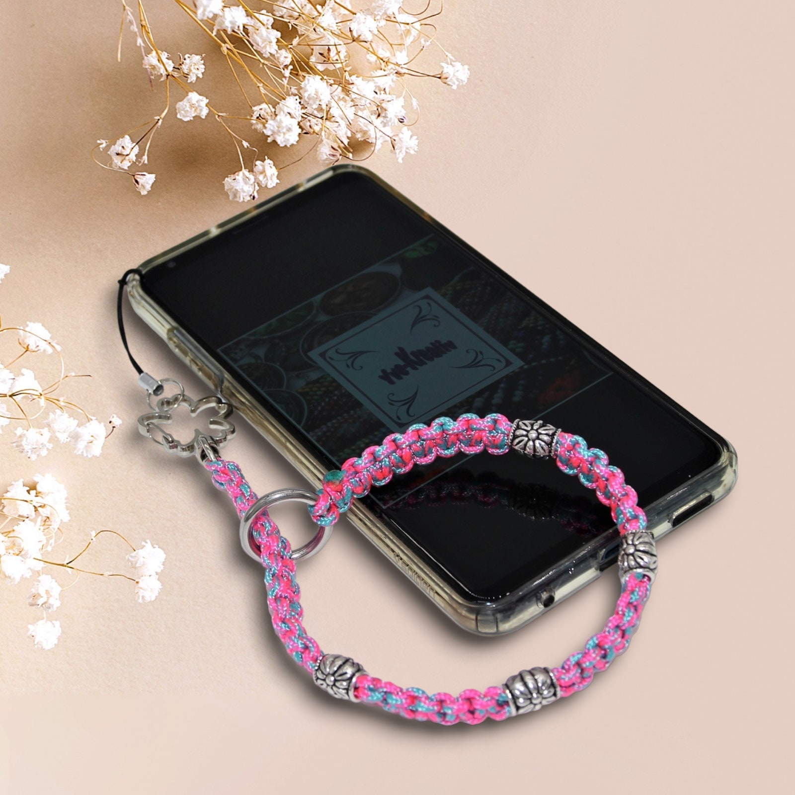 Handy-Handschlaufe / Handygurt/ Handyschmuck / Handyband geknotet aus Paracord (Fallschirmschnur)