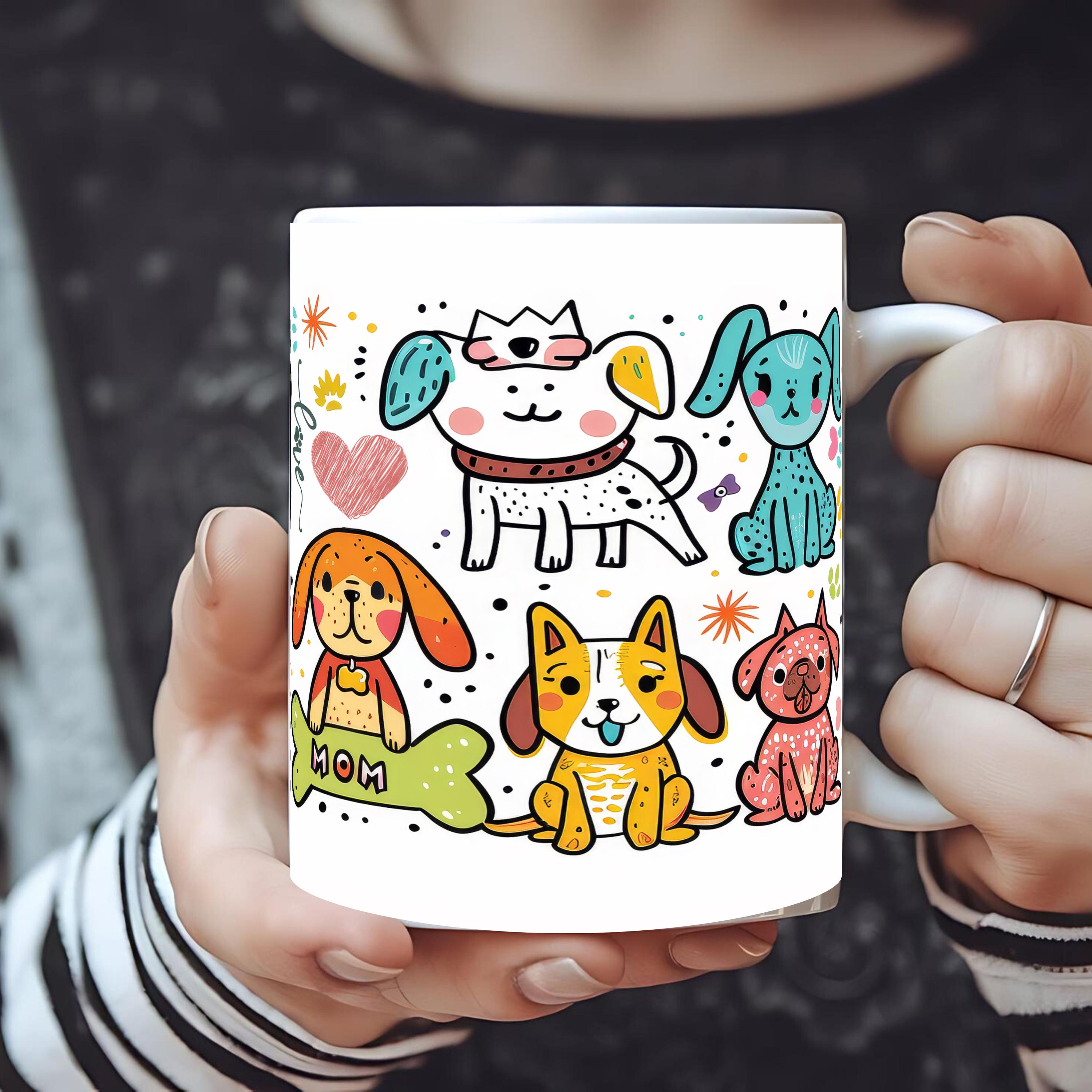 Keramiktasse 330 ml Kaffeetasse Tasse Becher handbedruckt Geschenk für Hundefans Perfekt zum Geburtstag oder Muttertag #TASU