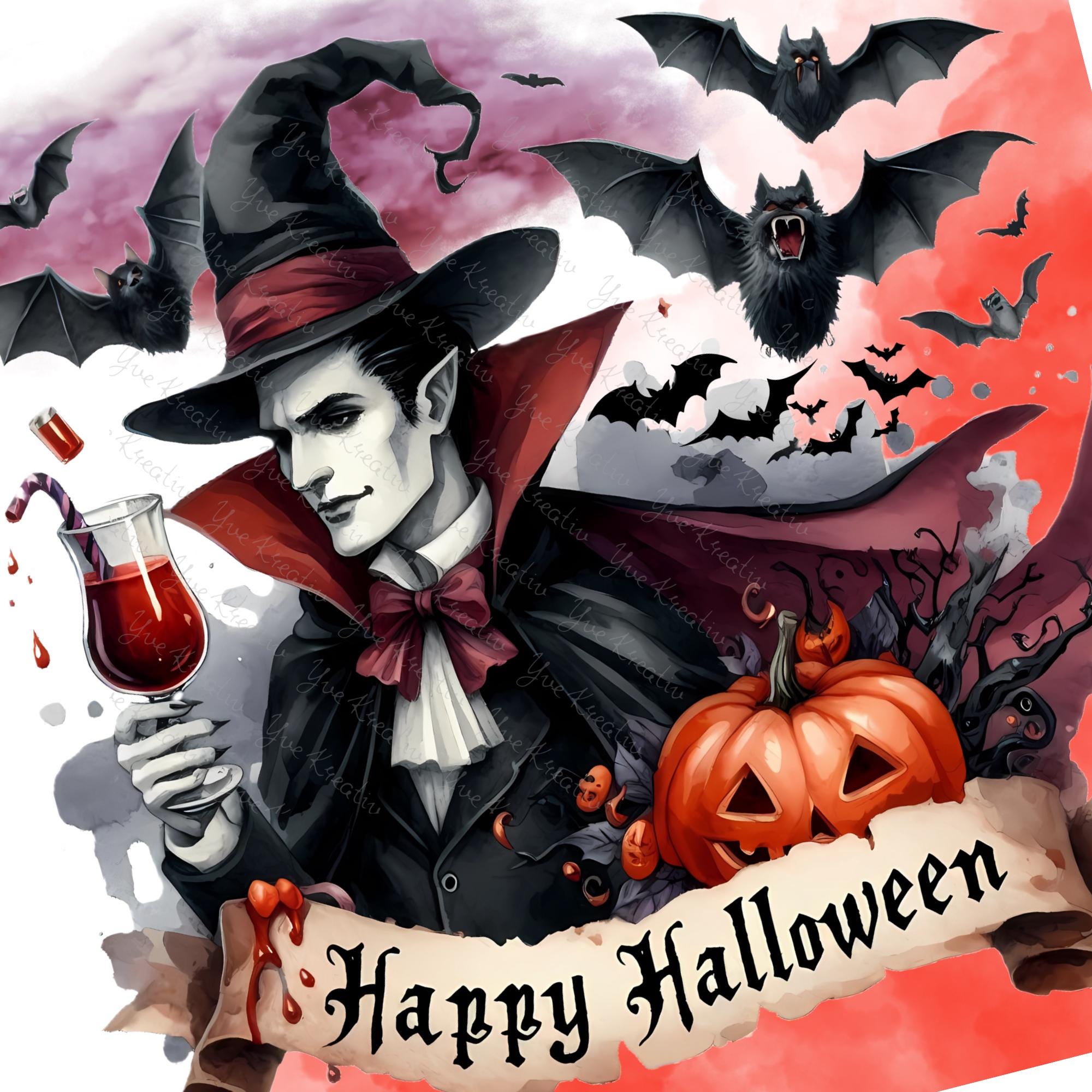 Brillenputztuch Happy Halloween bedrucktes Mikrofasertuch für Sonnenbrille Displays Handy Grusel Geschenk Vampire Mitbringsel #SA6