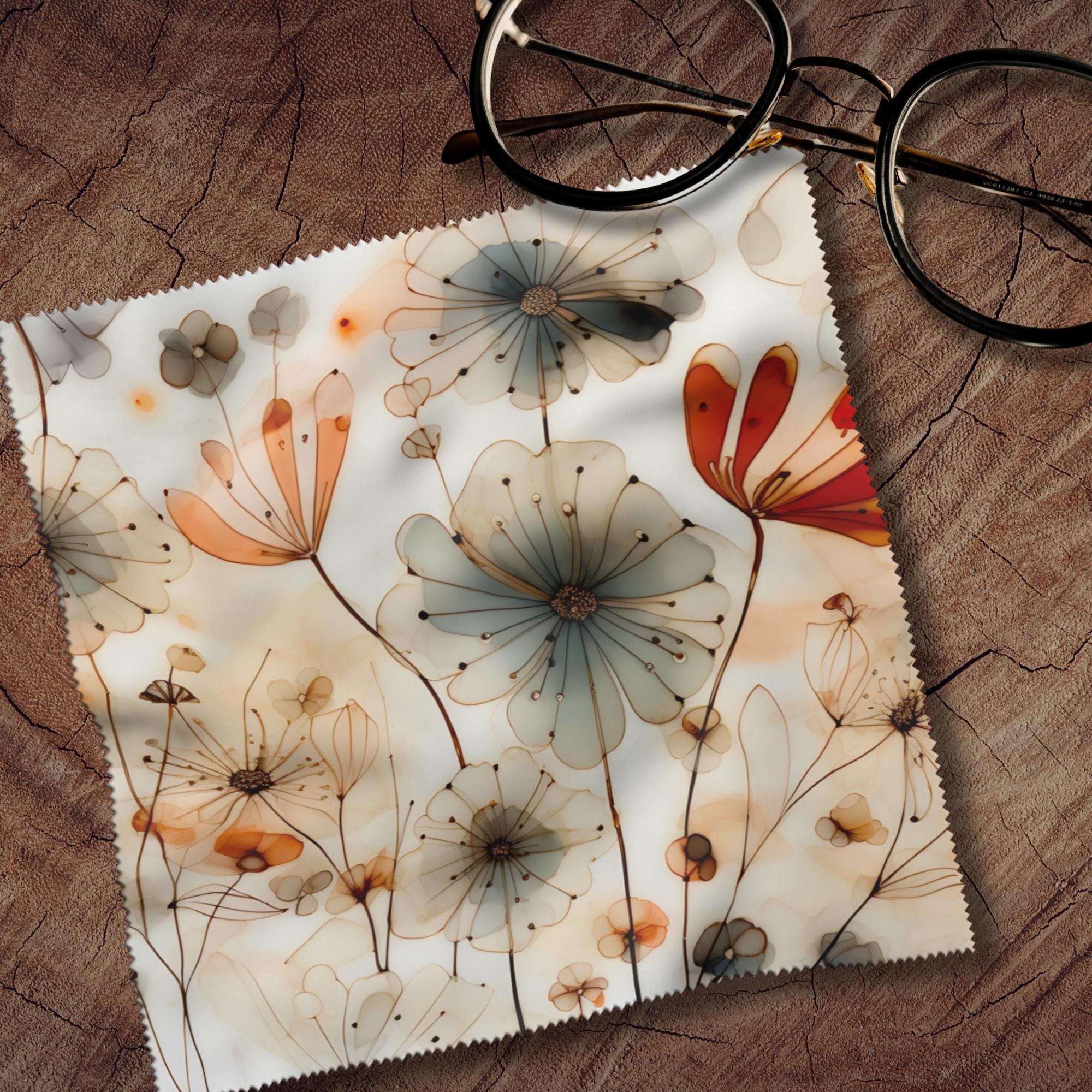 Brillenputztuch Mama Geschenk für Sie Mitbringsel Freundin bedrucktes Mikrofasertuch für Brillen Displays Aquarell Blumen #PF11