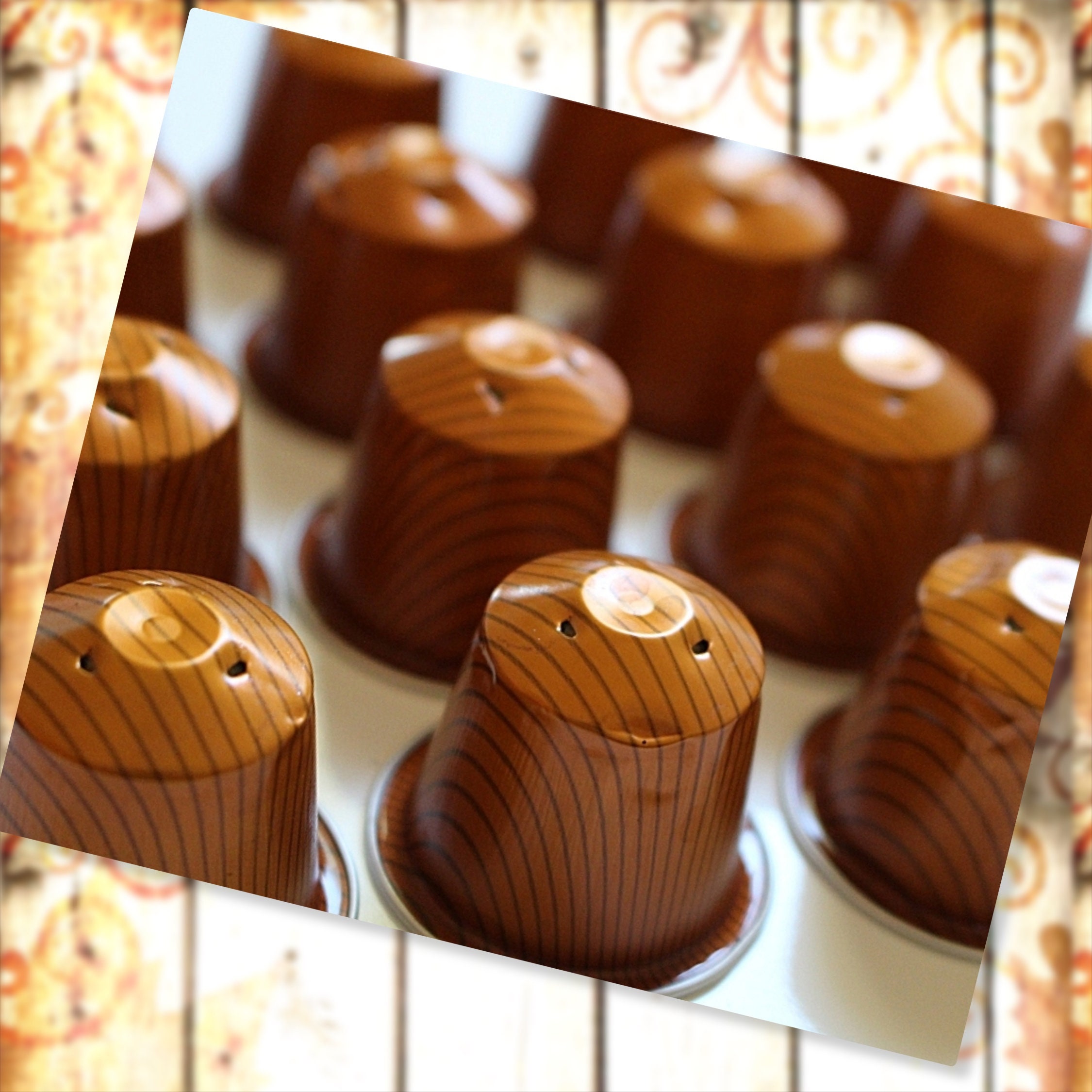 10 leere Kaffeekapseln "Kupfer-Nadelstreifen"  #KNS