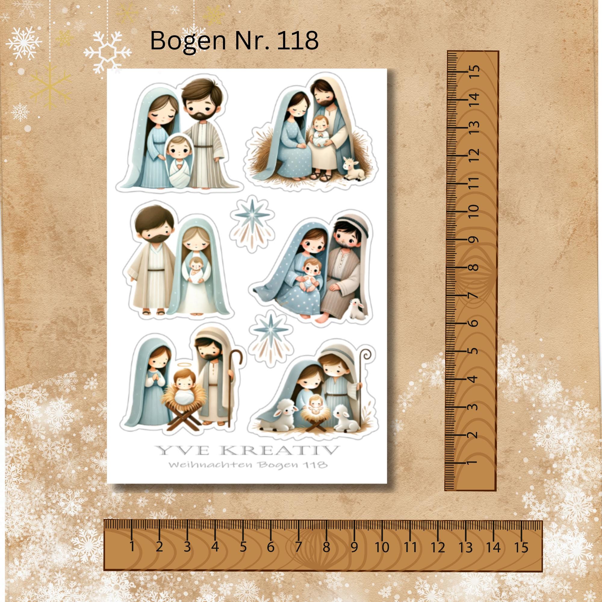 Aufkleber Sticker Bogen "Weihnachten Krippe Figuren" | Sticker Set - 7 Stickerbogen zur Auswahl in Weiß - Transparent - Matt - Glanz #SBA6 Aufkleber Sticker Bogen "Weihnachten Krippe Figuren" | Sticker Set - 7 Stickerbogen zur Auswahl in Weiß - Transparent - Matt - Glanz #SBA6